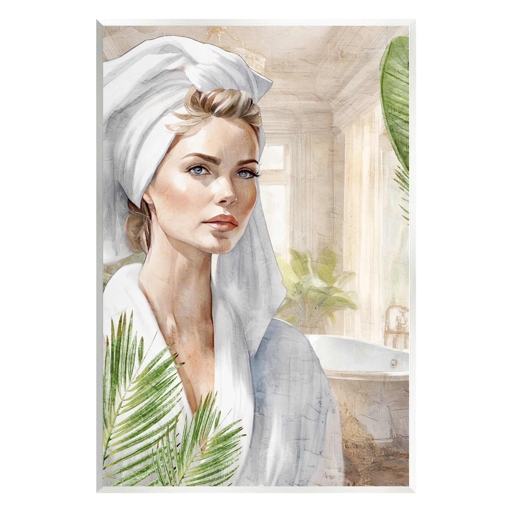Stupell Industries Fashionista Bathroom Portrait Abstract Painting Unframed Art Print Wall Art, 13 x 19