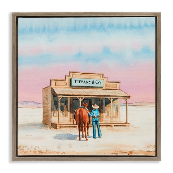 Stupell Industries Glam Fashionista Cowgirl in Desert Brown Floating Frame Canvas Art, 25 x 25, by Amanda Greenwood