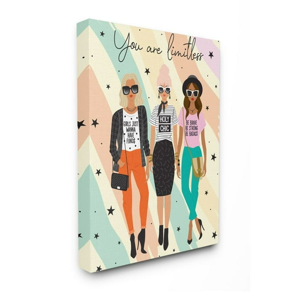 Stupell Industries Fashionista Friends with Female Glam Phrases Designed by Ilis Avilés