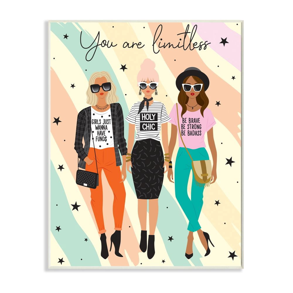 Stupell Industries Fashionista Friends with Female Glam Phrases Designed by Ilis Avilés