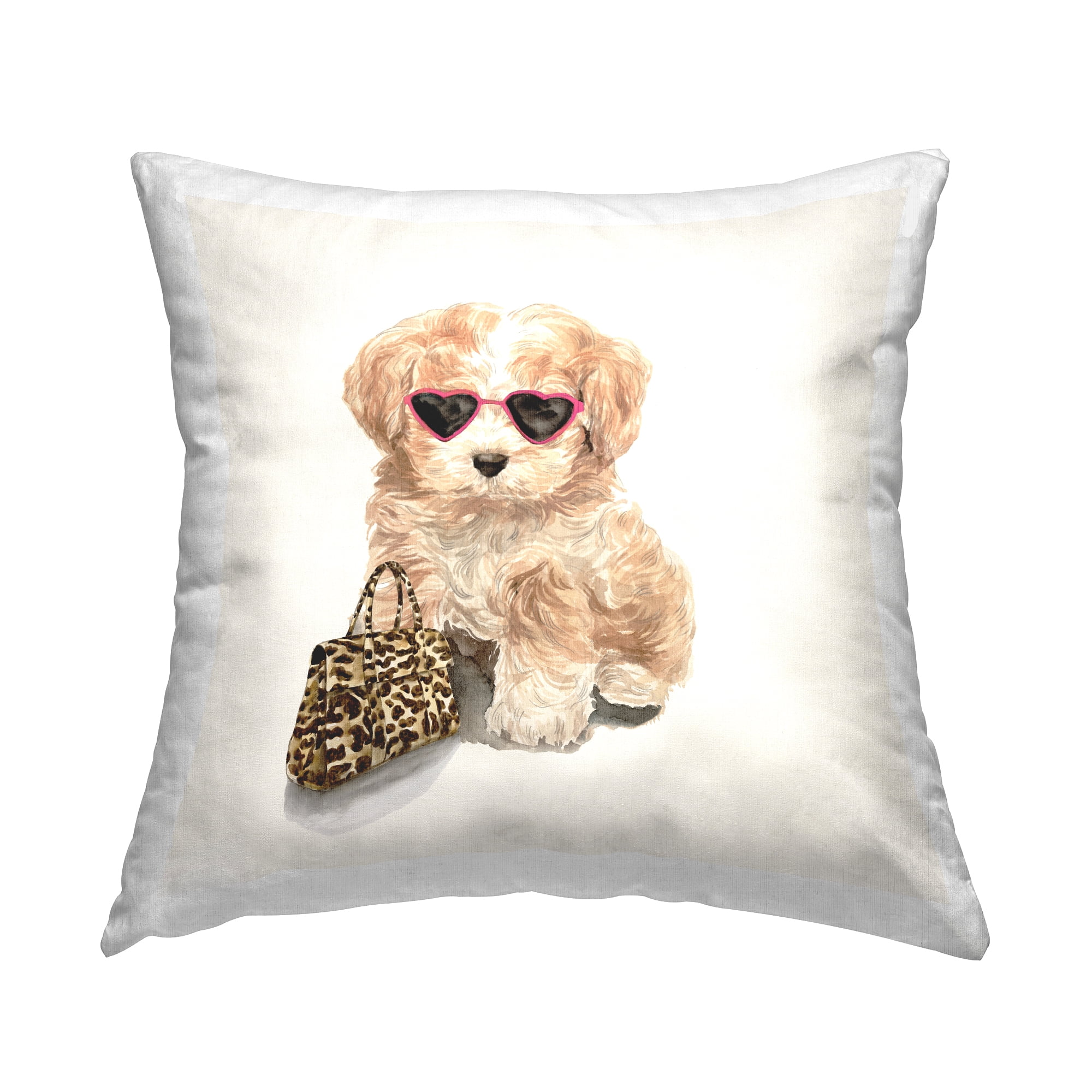 Stupell Industries Fashionista Glam Puppy Square Decorative Printed Throw Pillow, 18 x 18