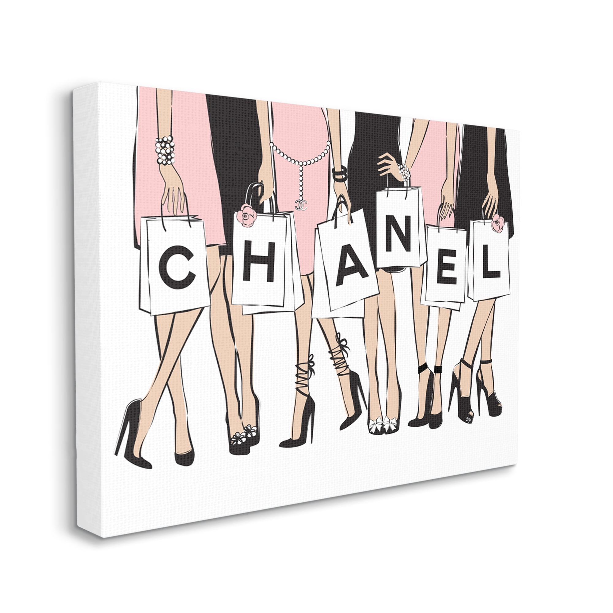 Stupell Industries Fashionista Shopping Bags Stylish Standing Poses Beauty & Fashion Painting Gallery Wrapped Canvas Art Print Wall Art, 36 x 48