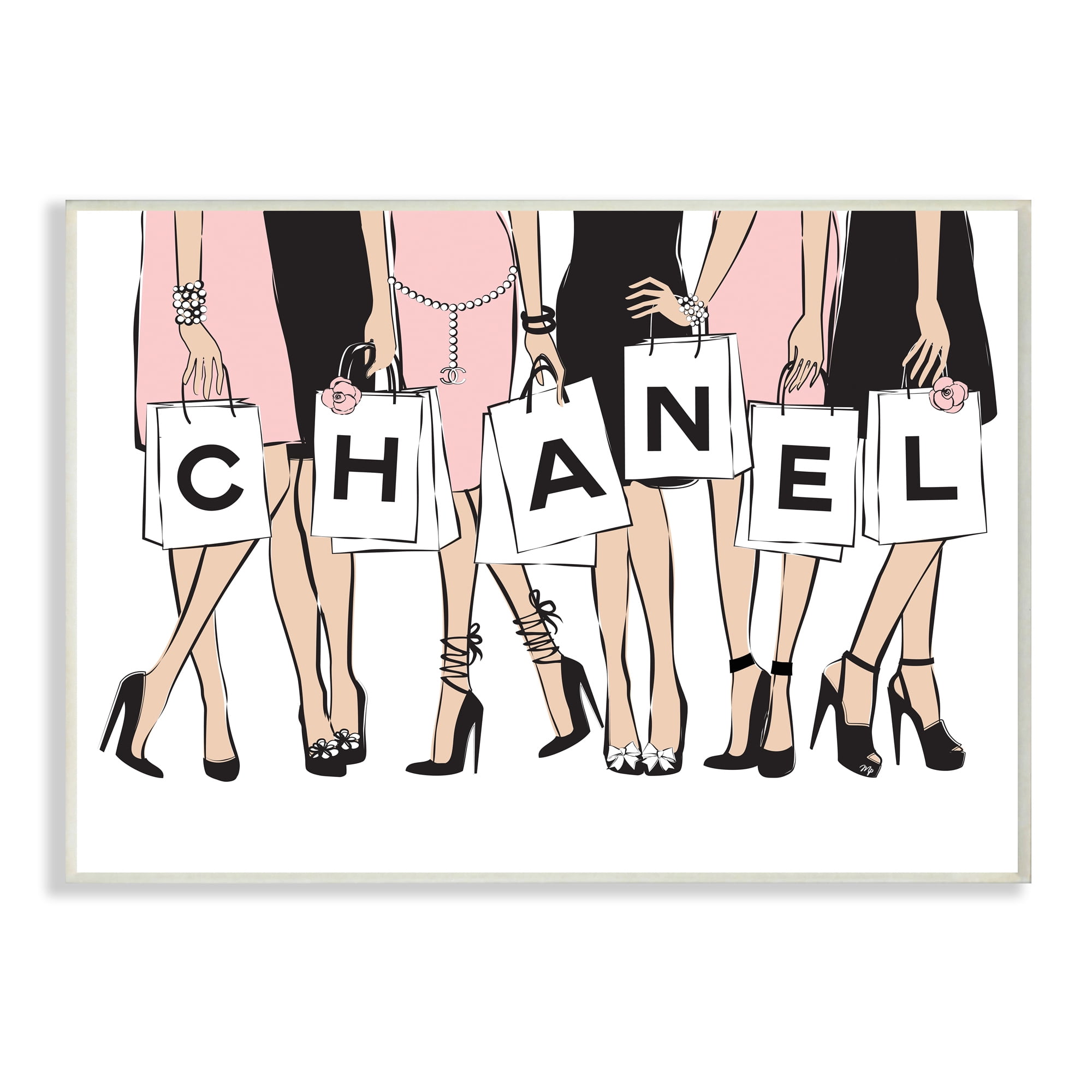 Stupell Industries Fashionista Shopping Bags Stylish Standing Poses Beauty & Fashion Painting Wall Plaque Art Print Wall Art, 13 x 19