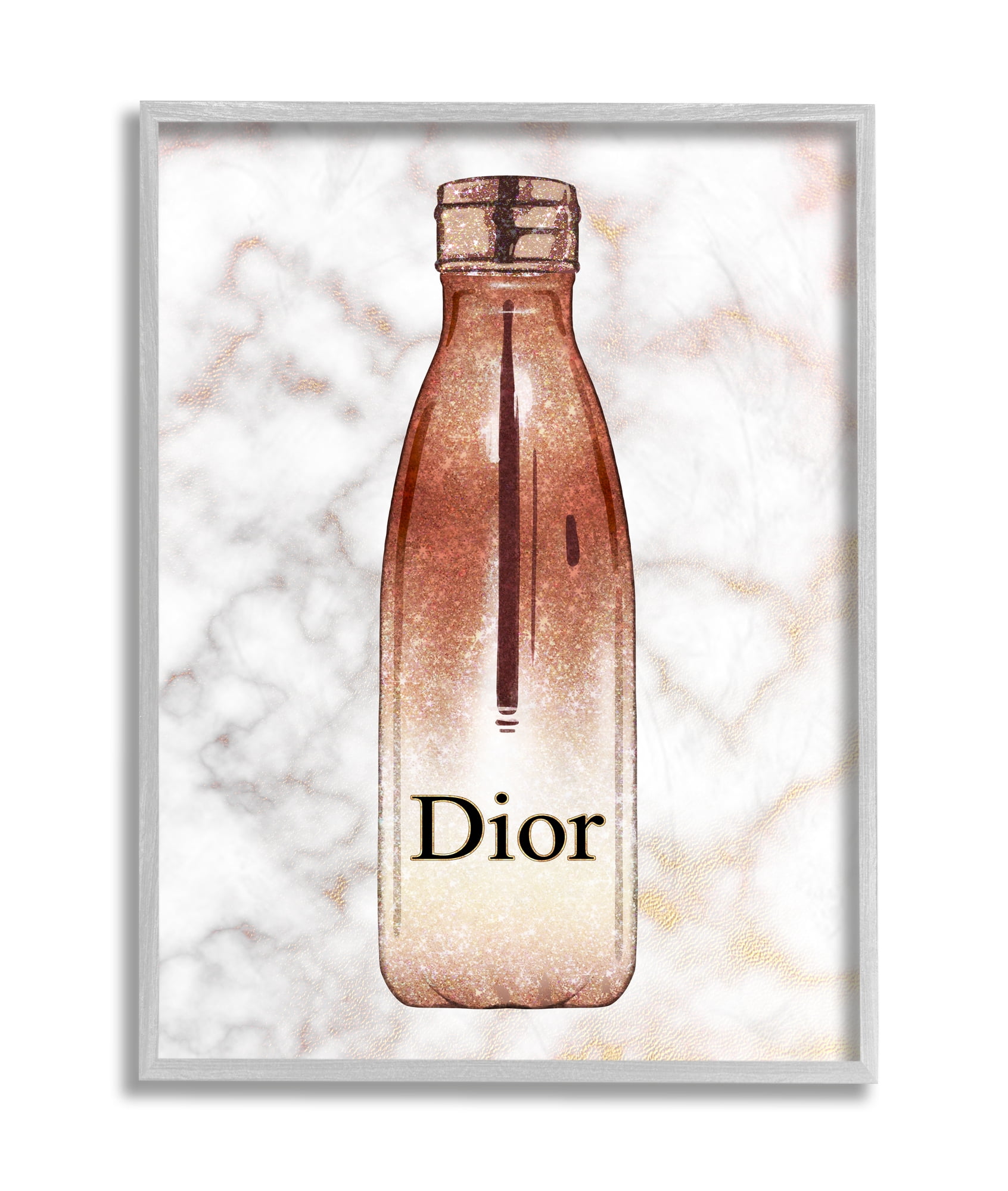 Stupell Industries Fashionista Sports Glam Bottle over Marble Grey Framed, 11 x 14, Design by Ziwei Li