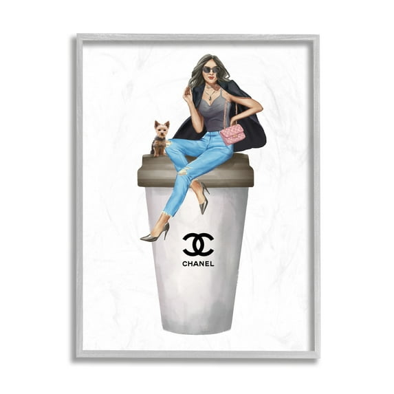 Stupell Industries Fashionista Stylish Female Designer Glam Coffee Food & Beverage Painting Gray Framed Art Print Wall Art, 11 x 14