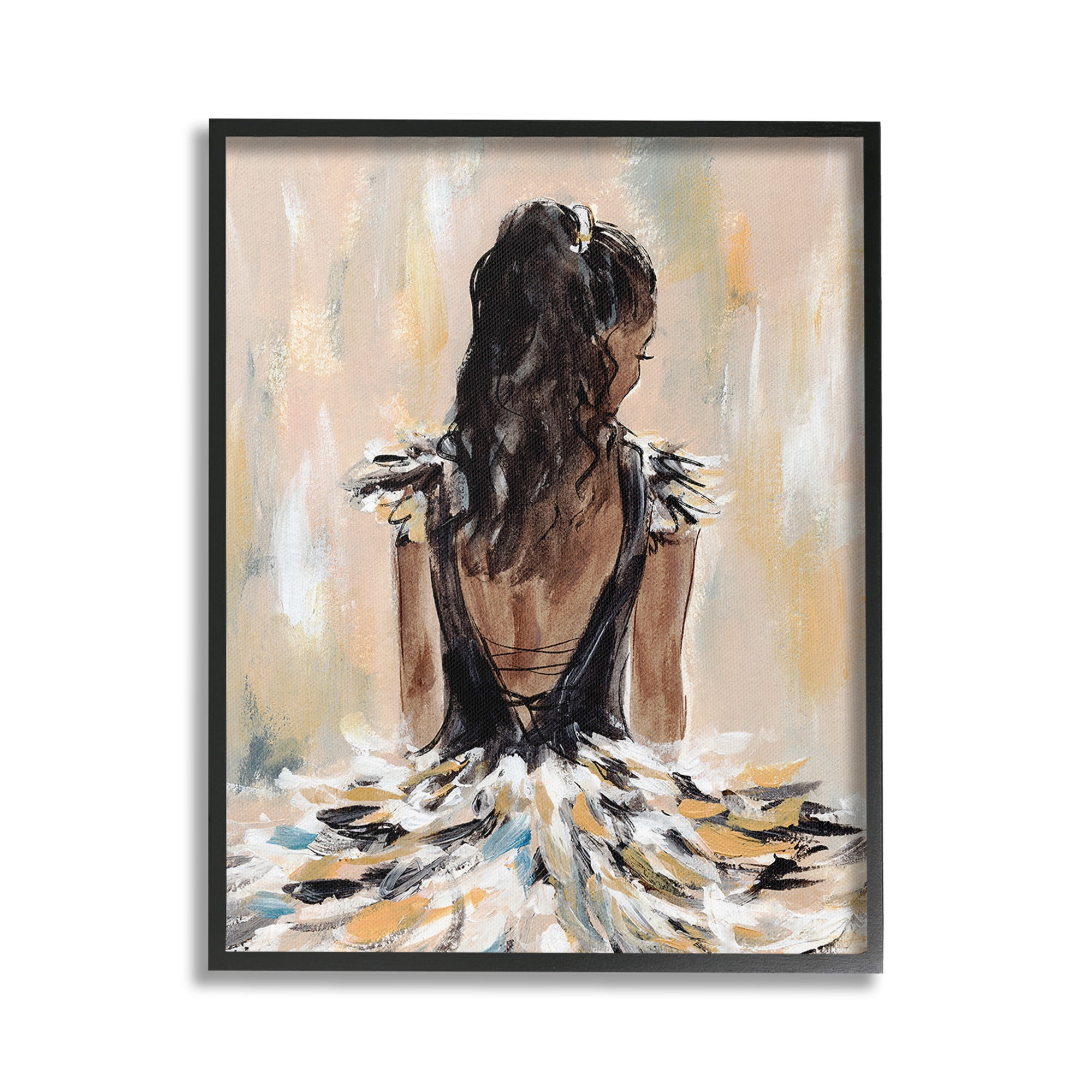 Stupell Industries Fashionista in Dress Beauty & Fashion Painting Black Framed Art Print Wall Art, 24 x 30