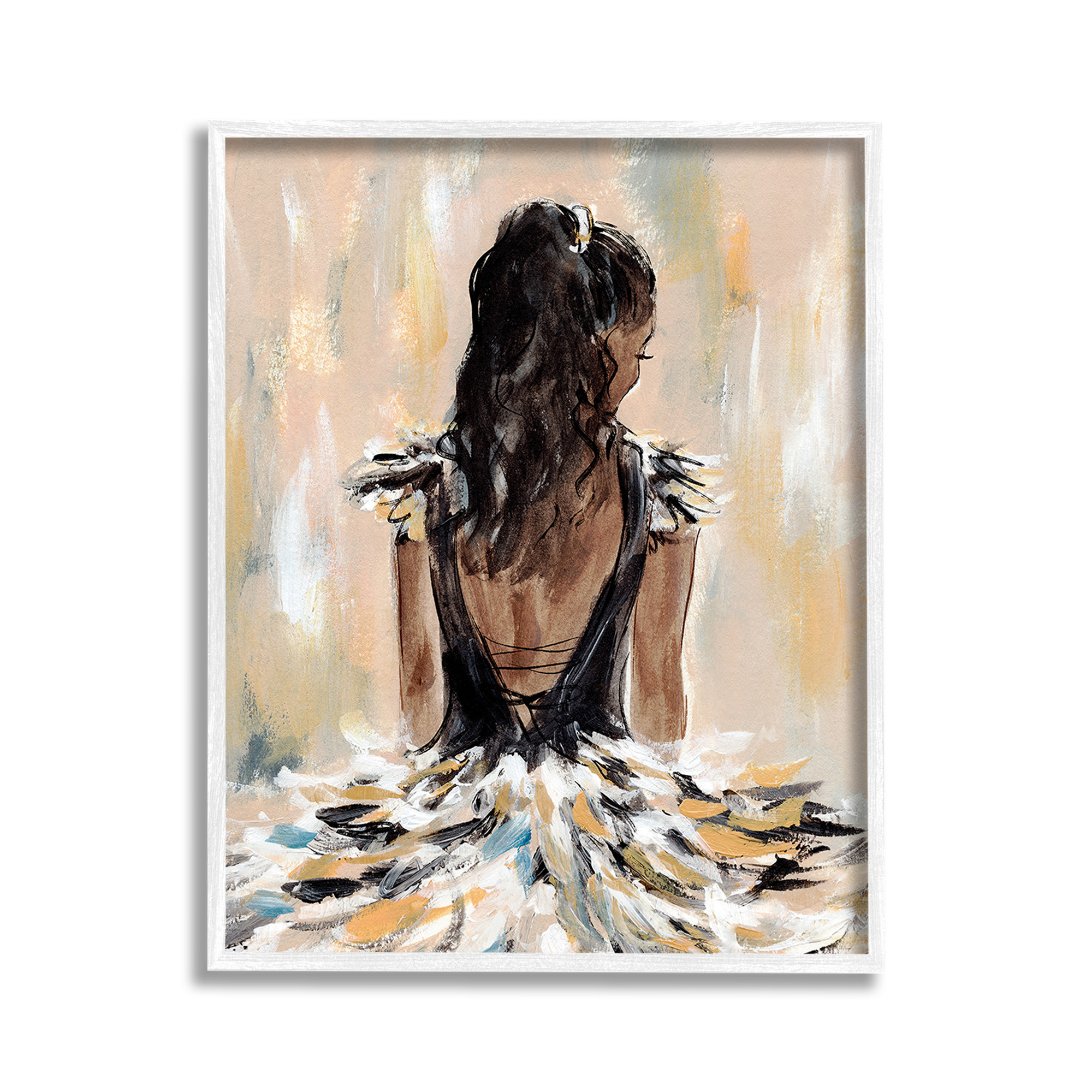 Stupell Industries Fashionista in Dress Beauty & Fashion Painting White Framed Art Print Wall Art, 11 x 14