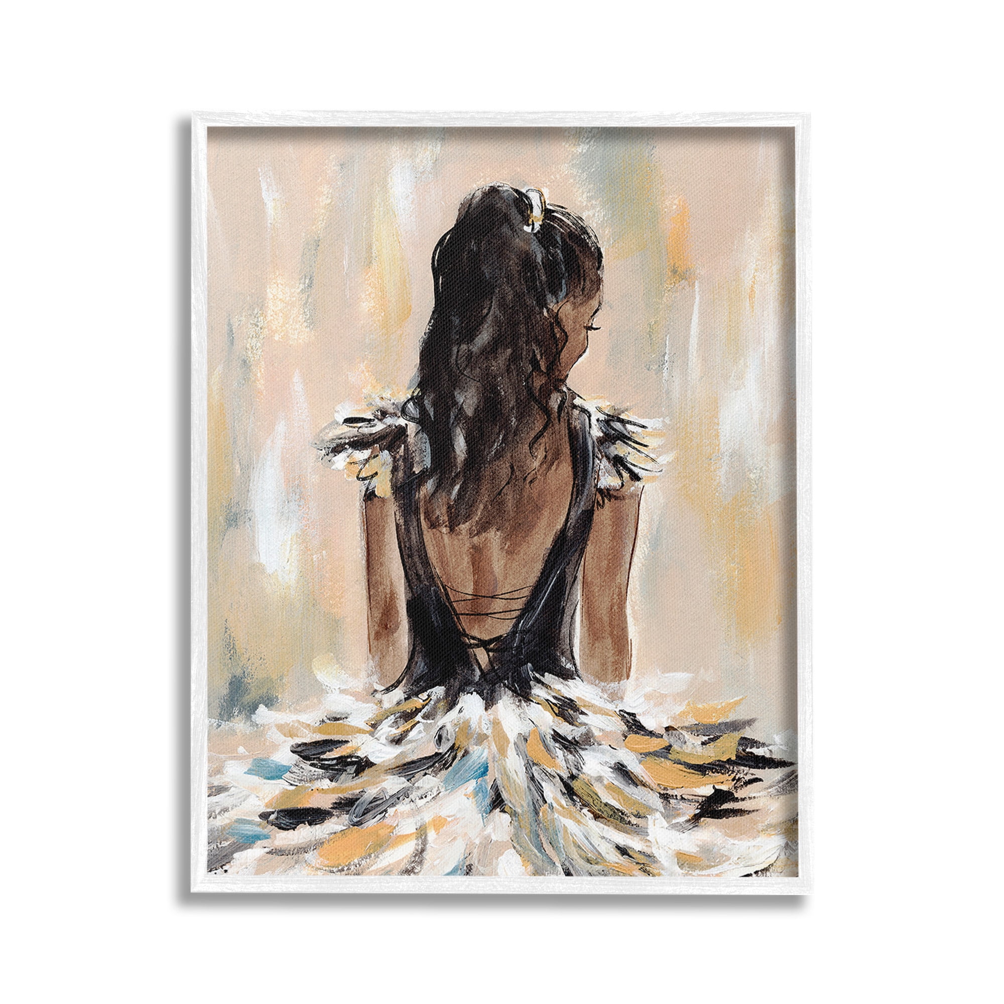 Stupell Industries Fashionista in Dress Beauty & Fashion Painting White Framed Art Print Wall Art, 24 x 30