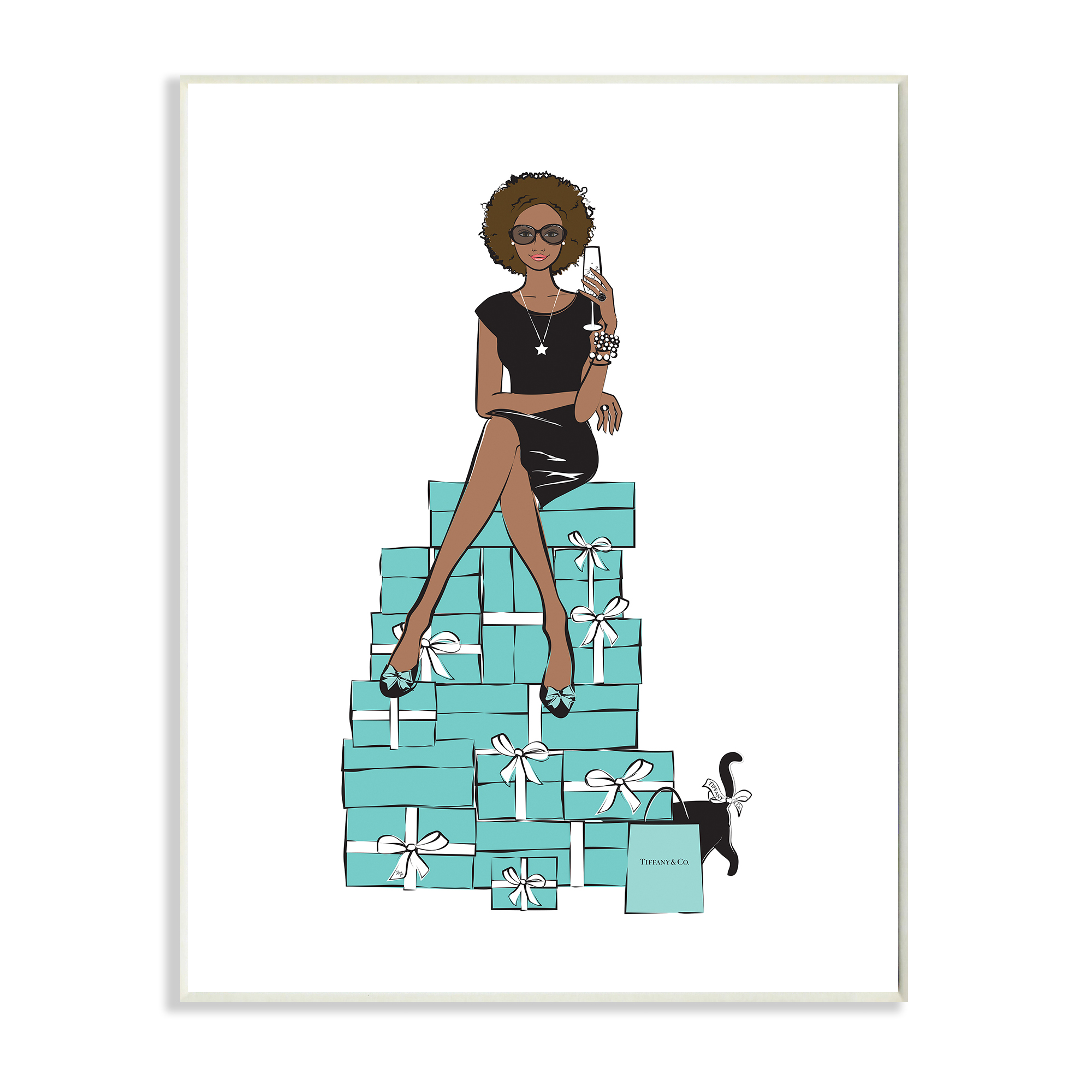 Stupell Industries Fashionista on Gift Box Stack Designer Glam Beauty & Fashion Painting Wall Plaque Art Print Wall Art, 10 x 15