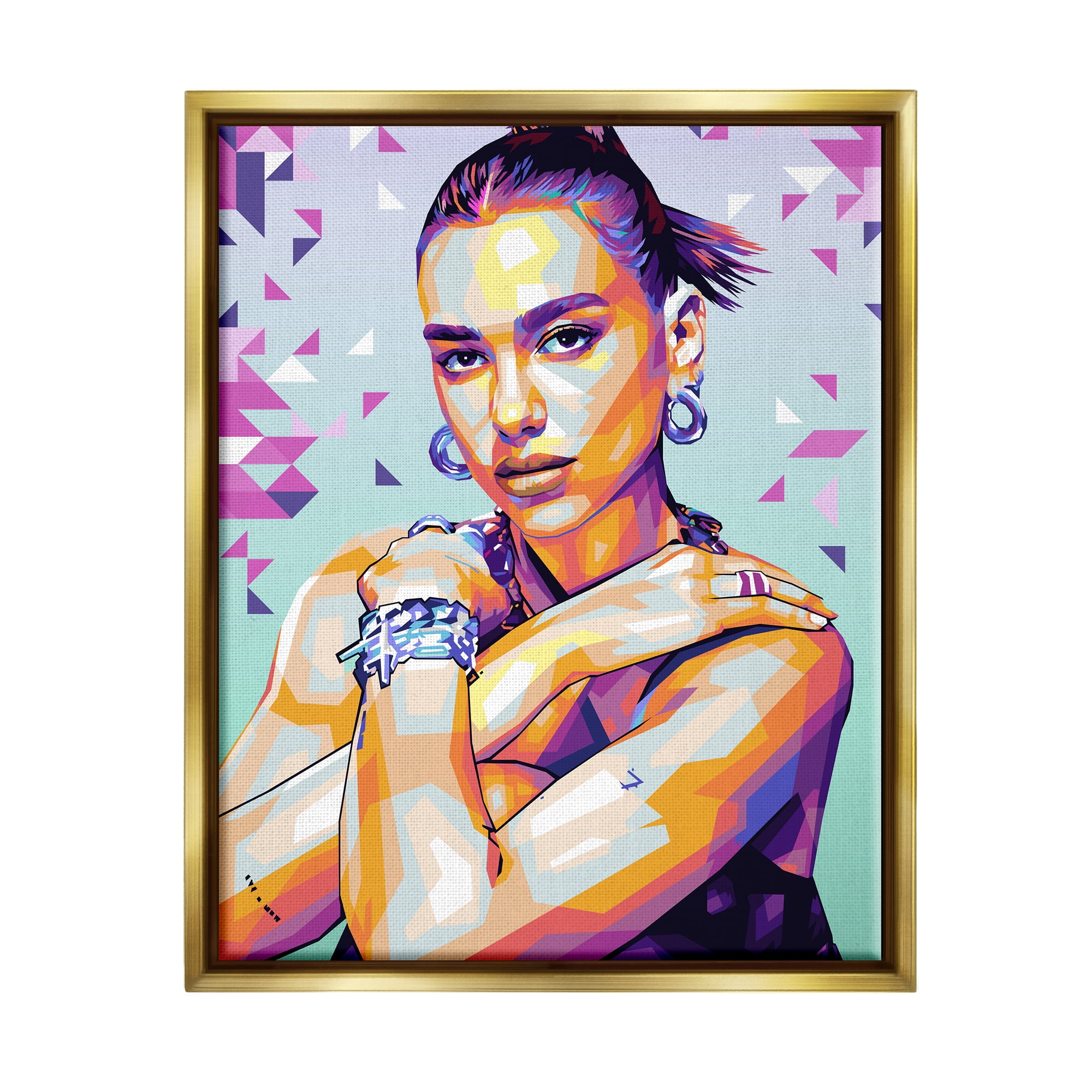 Stupell Industries Fashionista with Accessories Abstract Painting Gold Floater Framed Canvas Art Print Wall Art, 25 x 31