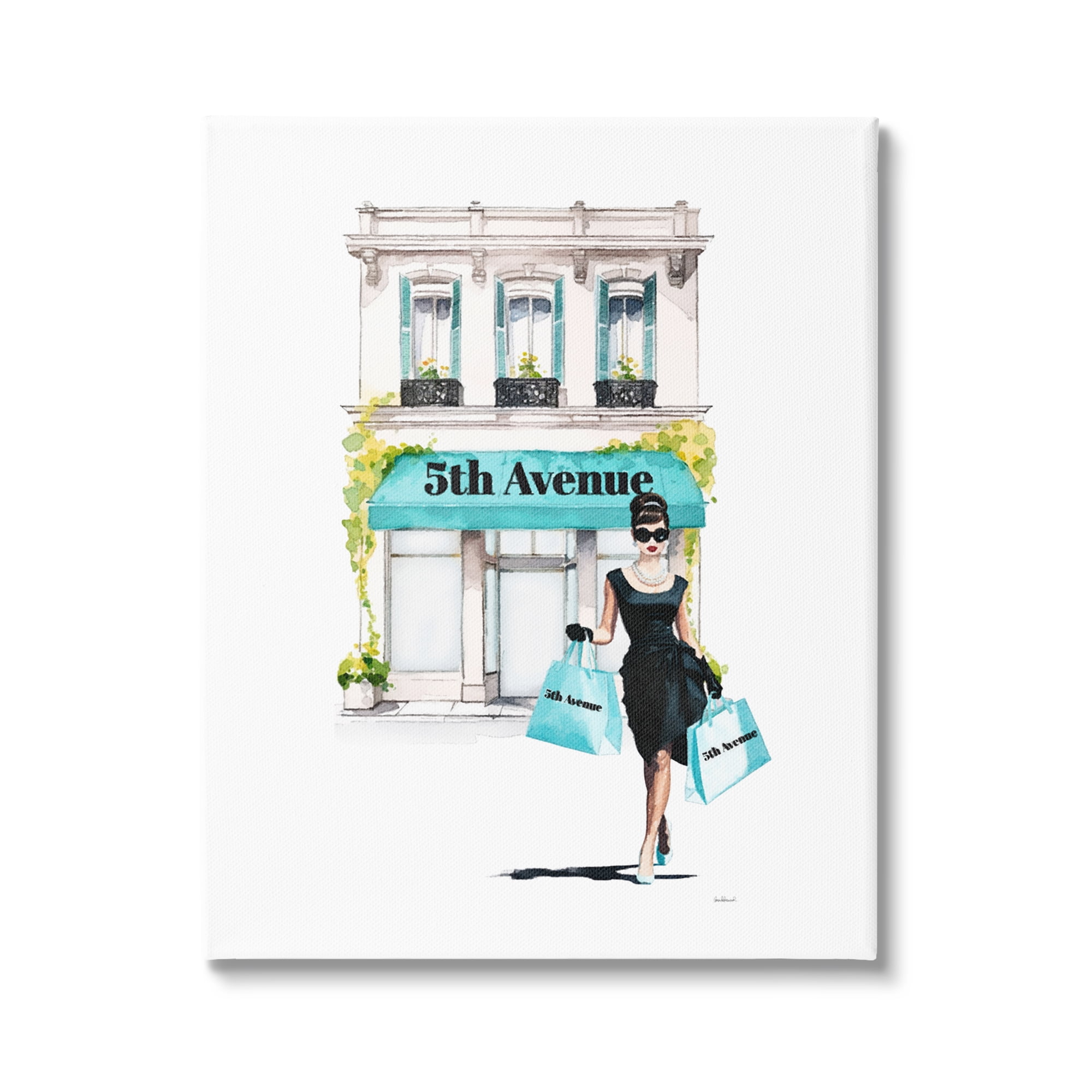 Stupell Industries Fashionista with Shopping Bags Beauty & Fashion Painting Gallery Wrapped Canvas Art Print Wall Art, 16 x 20