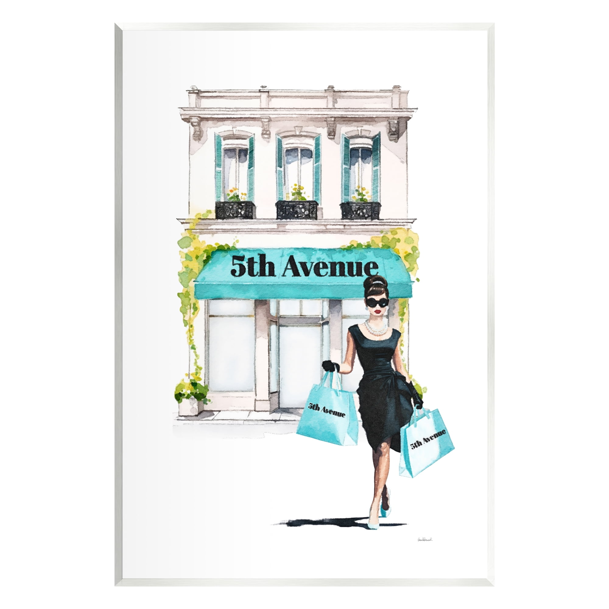 Stupell Industries Fashionista with Shopping Bags Beauty & Fashion Painting Unframed Art Print Wall Art, 13 x 19