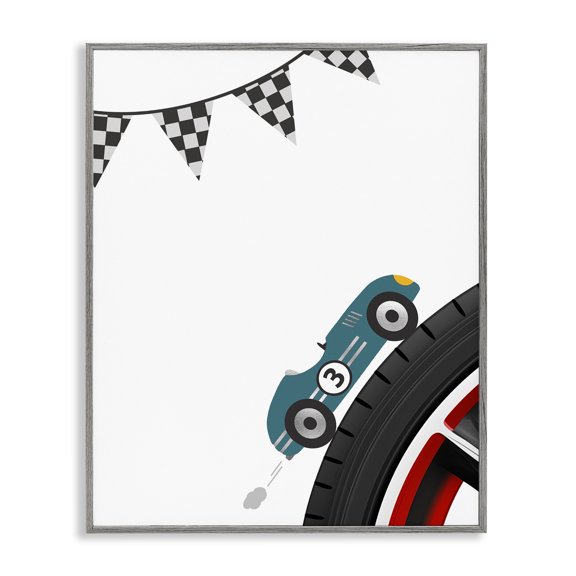 Stupell Industries Fast Lane Racecar Gray Framed Giclee Art, design by Christine Simpson Art