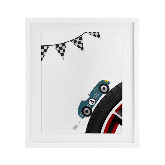 Stupell Industries Fast Lane Racecar White Framed Print Under Glass, design by Christine Simpson Art