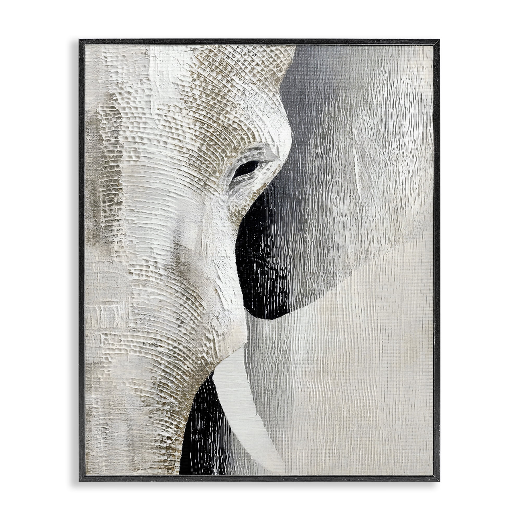 Stupell Industries Faux Textured Elephant Black Framed Giclee Art, design by LSR Design Studio