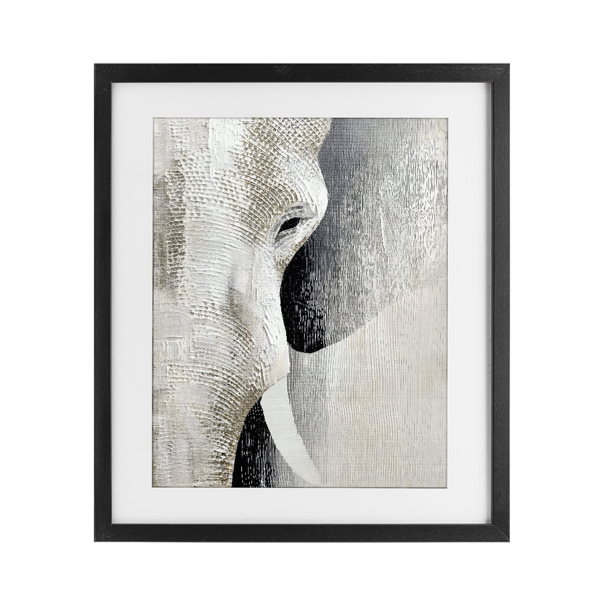 Stupell Industries Faux Textured Elephant Black Framed Print Under Glass, design by LSR Design Studio