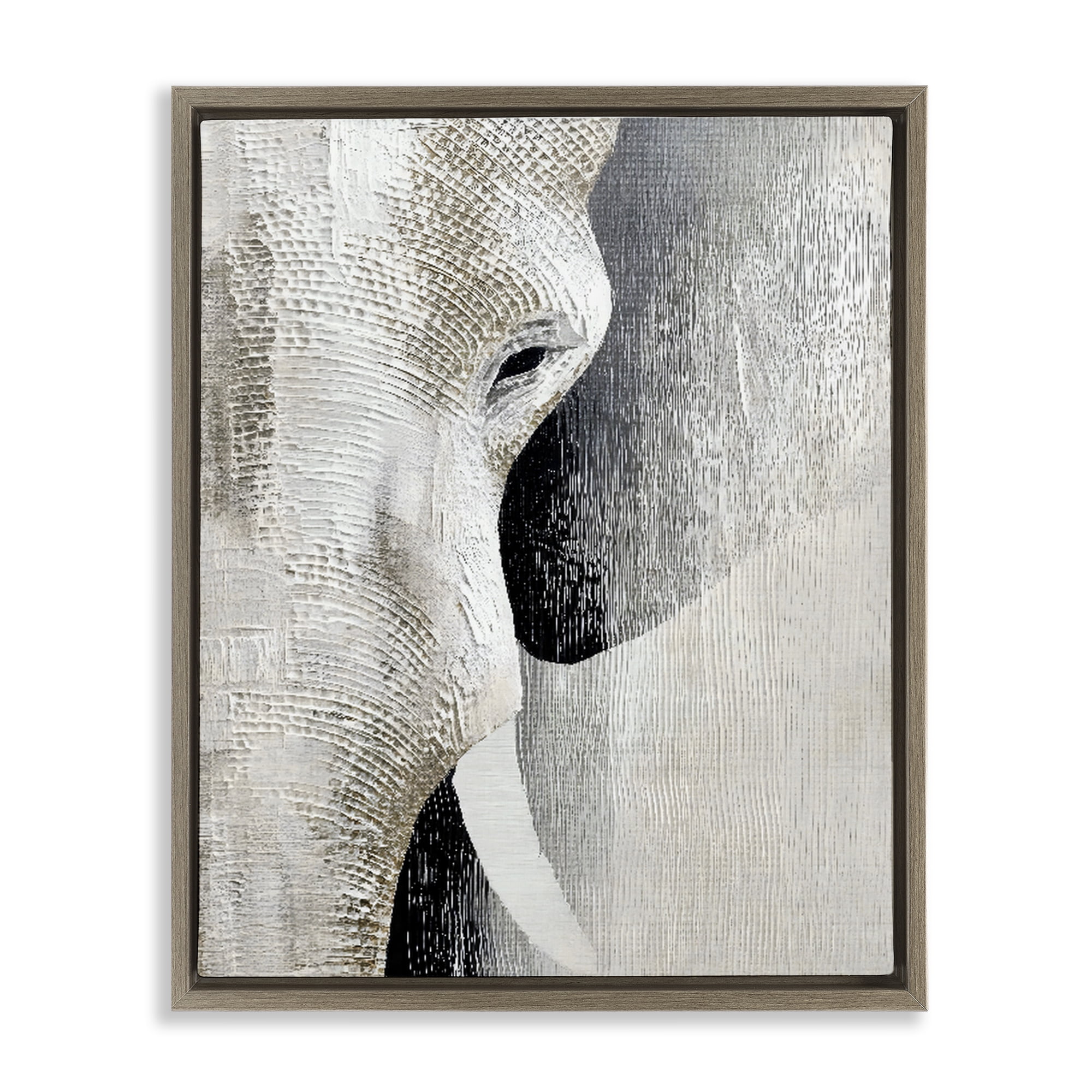 Stupell Industries Faux Textured Elephant Brown Framed Floater Canvas Wall Art, design by LSR Design Studio