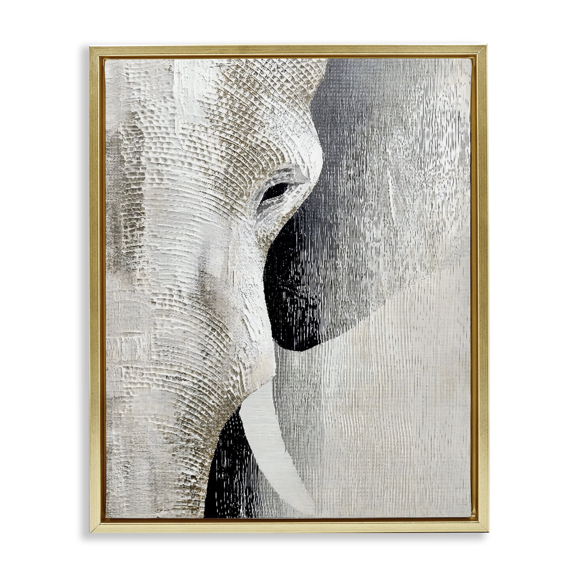 Stupell Industries Faux Textured Elephant Gold Framed Floater Canvas Wall Art, design by LSR Design Studio