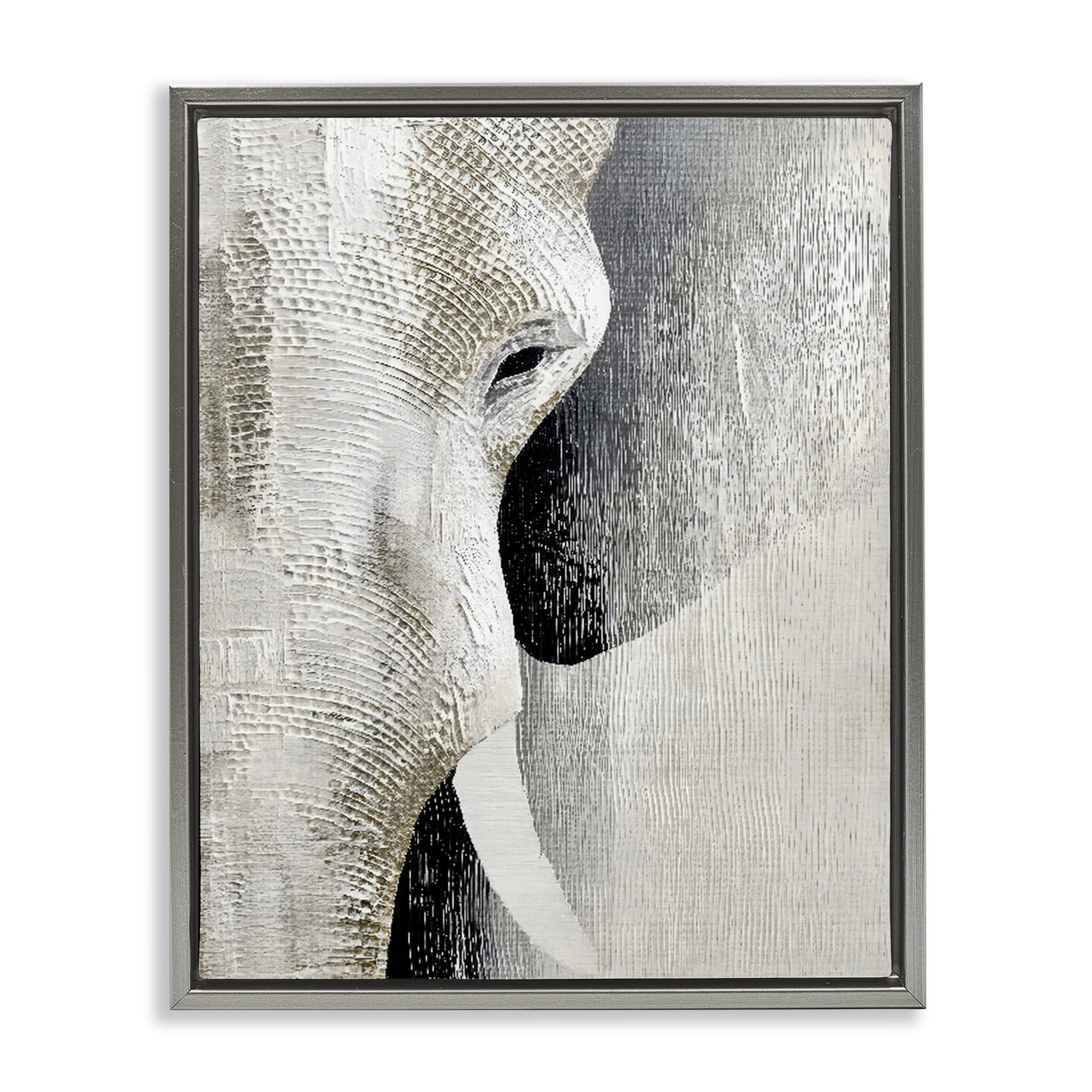 Stupell Industries Faux Textured Elephant Gray Framed Floater Canvas Wall Art, design by LSR Design Studio