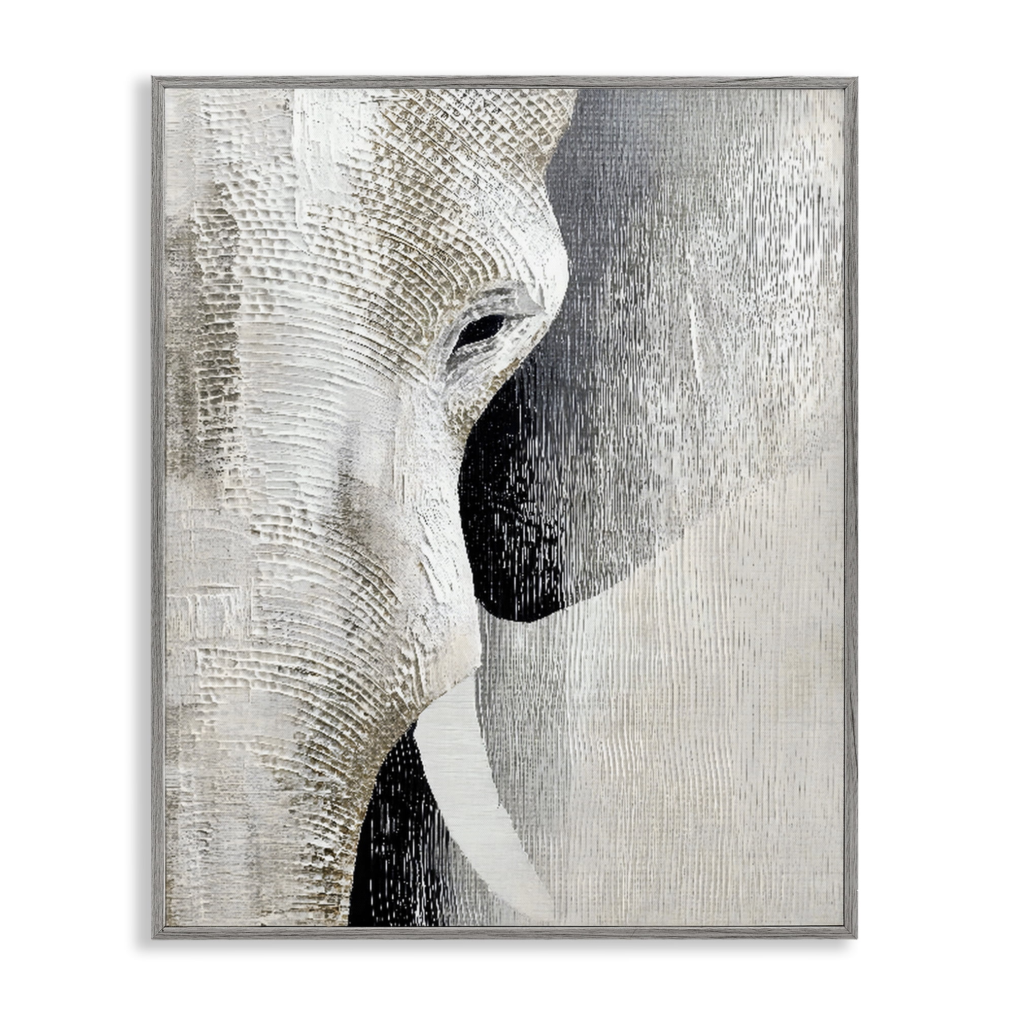 Stupell Industries Faux Textured Elephant Gray Framed Giclee Art, design by LSR Design Studio