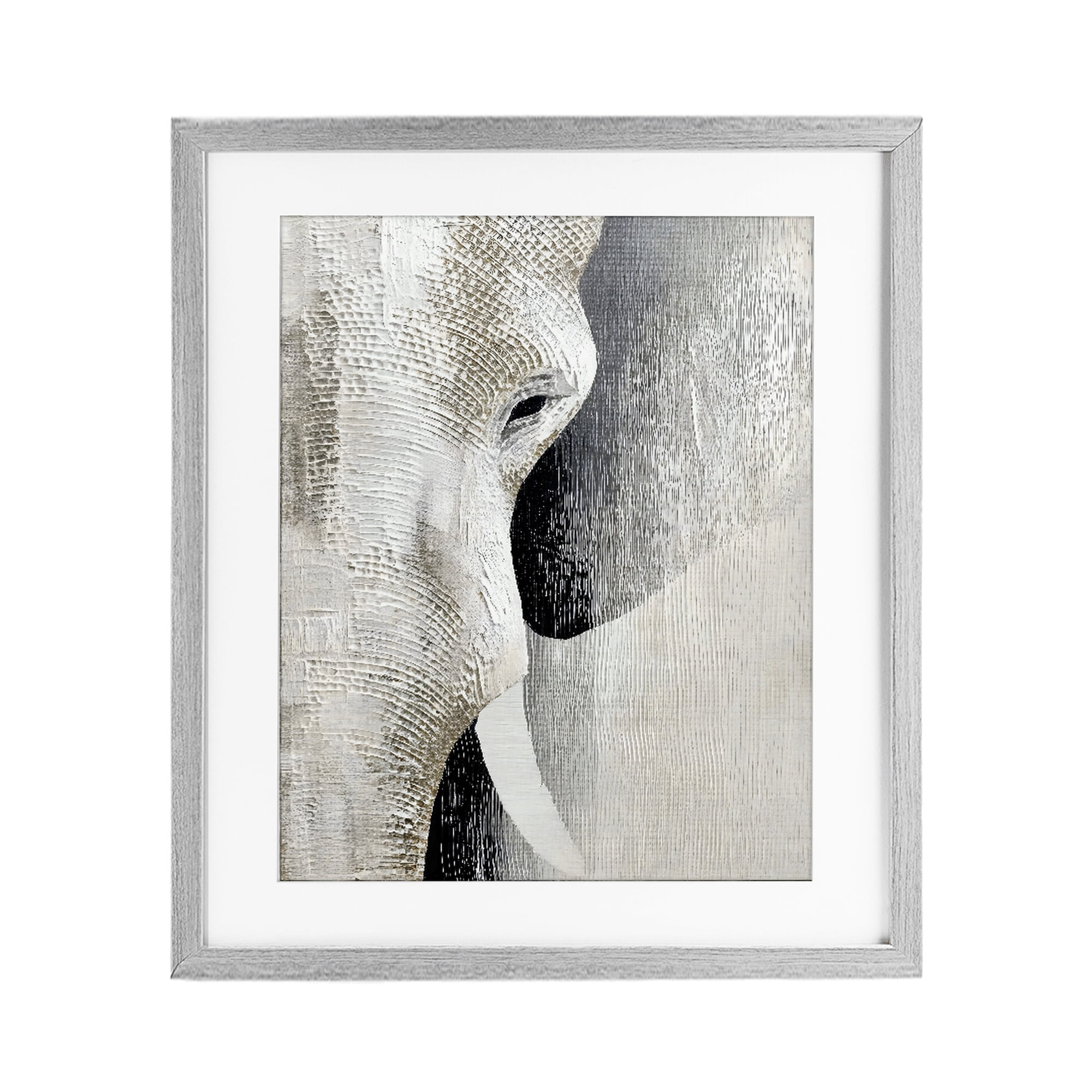 Stupell Industries Faux Textured Elephant Gray Framed Print Under Glass, design by LSR Design Studio