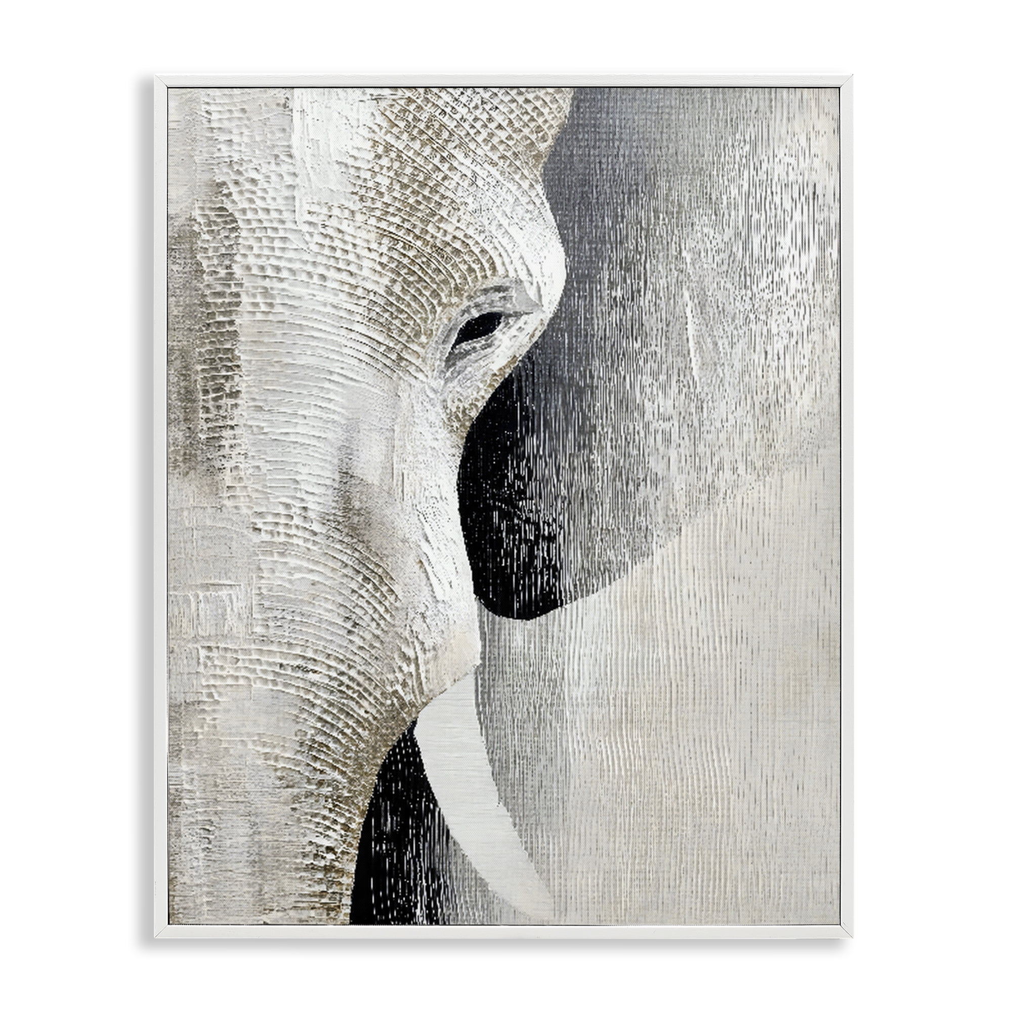 Stupell Industries Faux Textured Elephant White Framed Giclee Art, design by LSR Design Studio