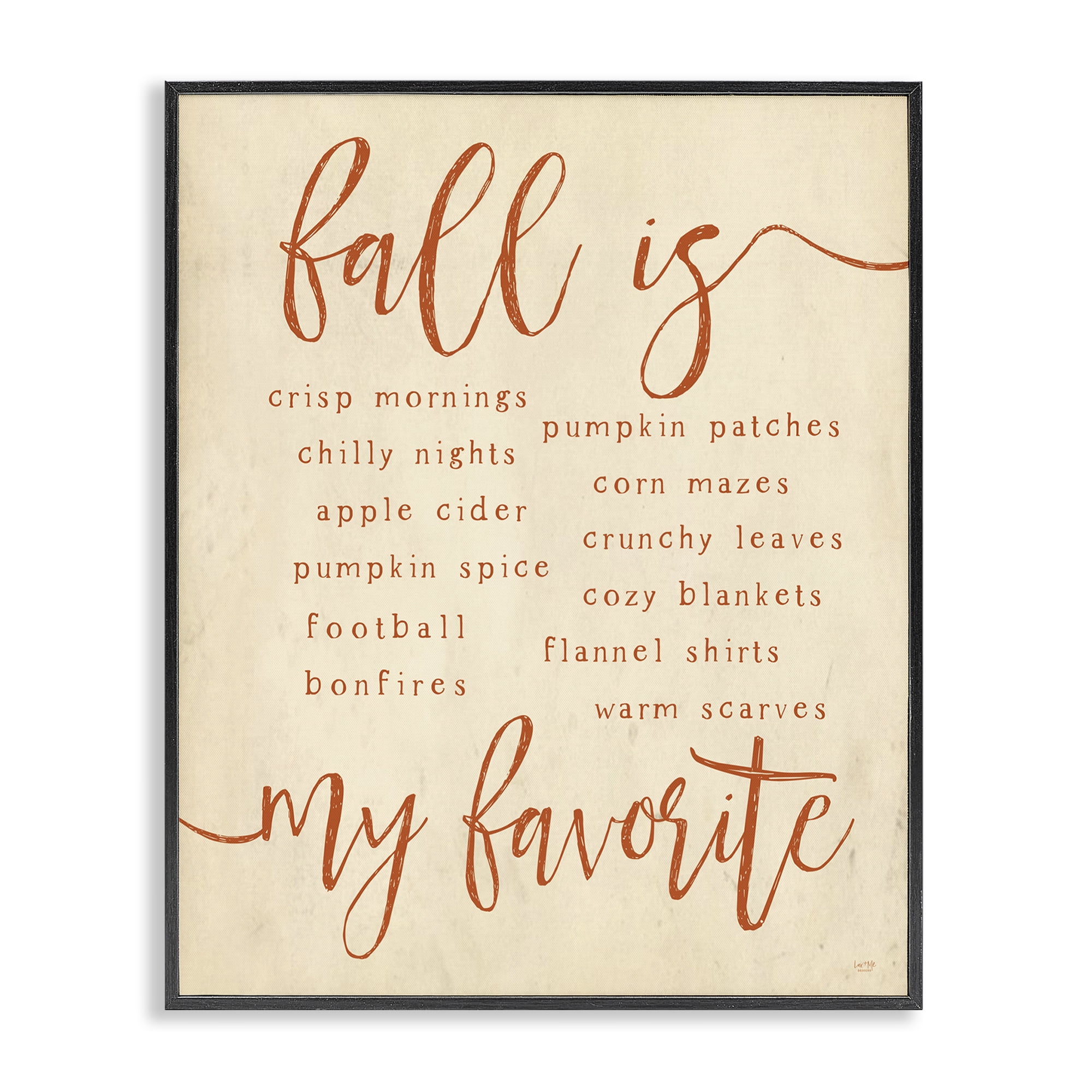 Stupell Industries Favorite Fall Activities Text & Numbers Painting Black Framed Art Print Wall Art, 11 x 14