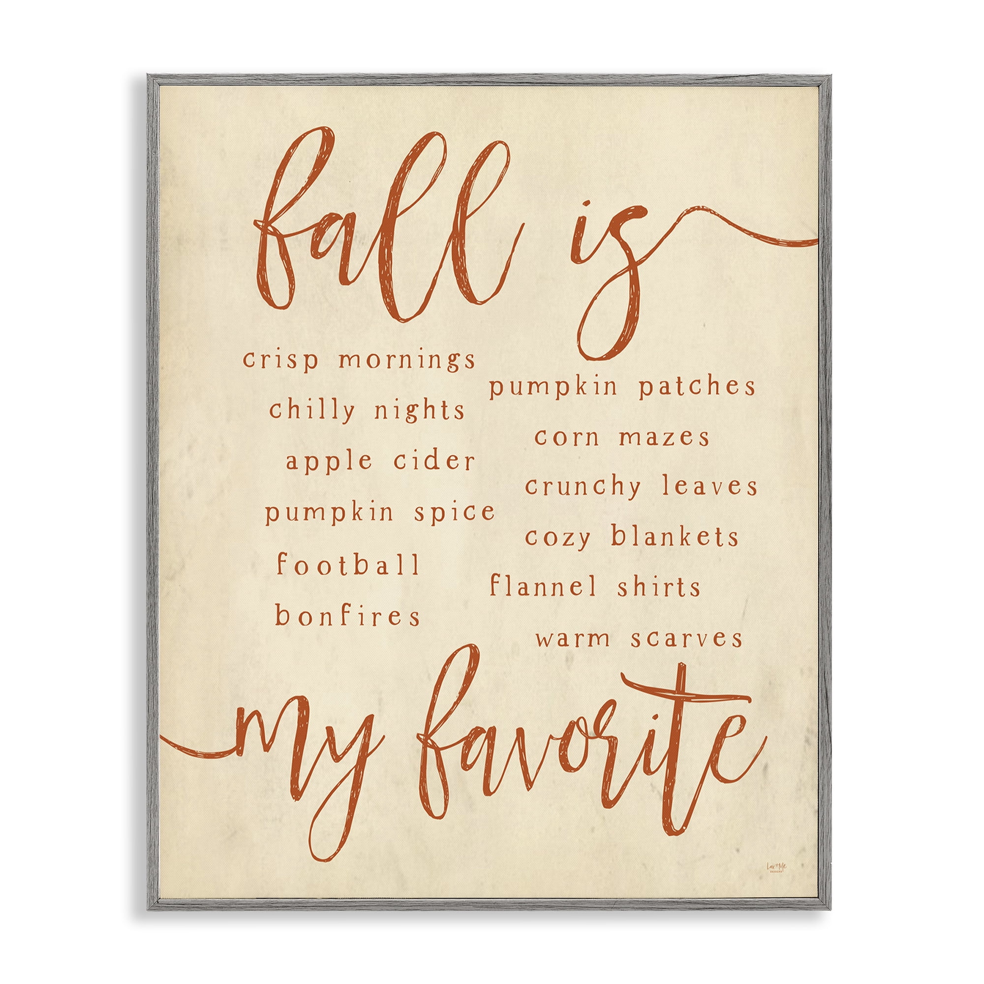 Stupell Industries Favorite Fall Activities Text & Numbers Painting Gray Framed Art Print Wall Art, 24 x 30