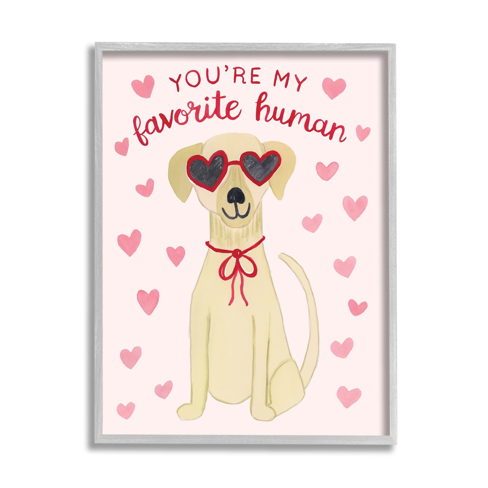 Stupell Industries Favorite Human Dog Pink Hearts Wearing Sunglasses , 11 x 14, Design by Heather Strianese