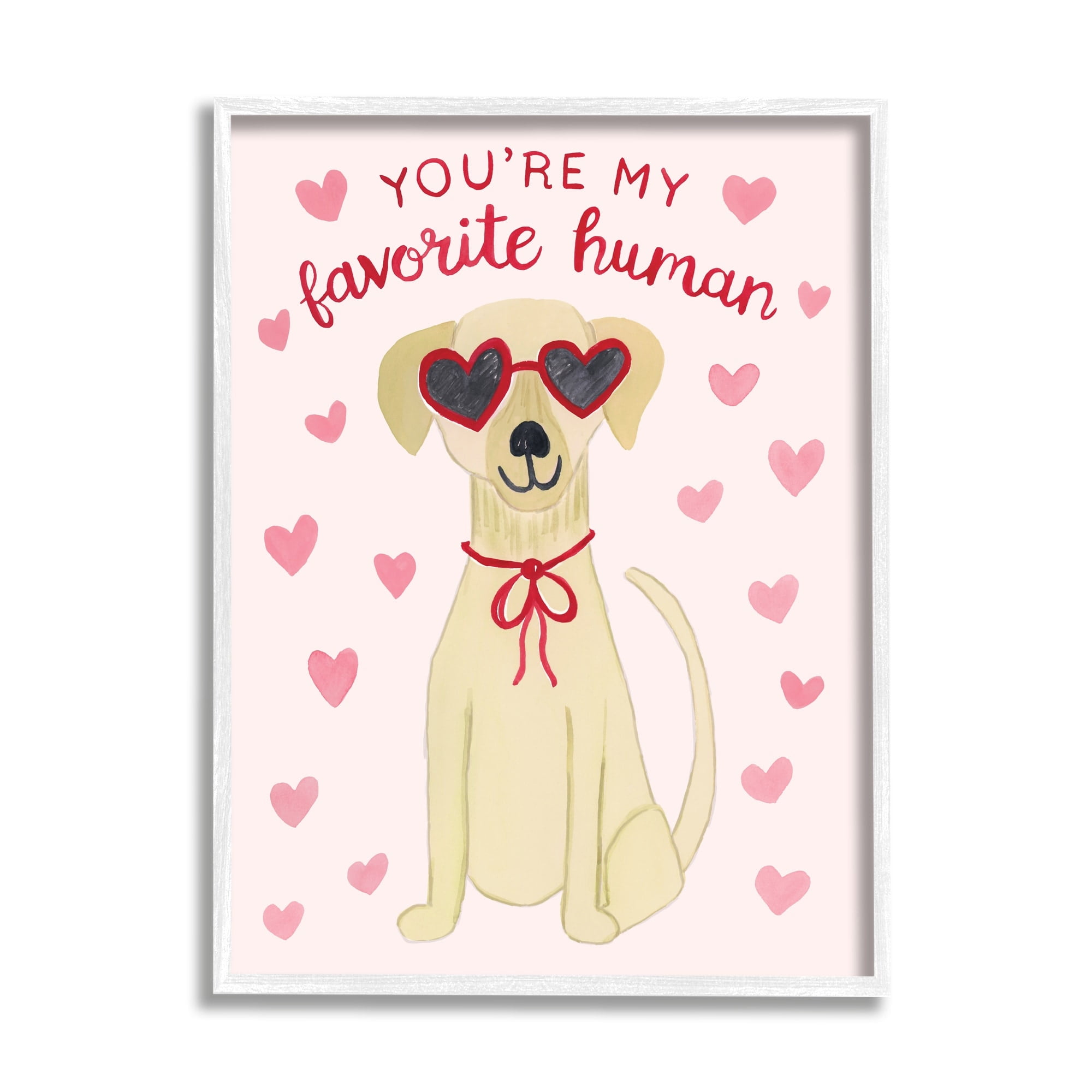 Stupell Industries Favorite Human Dog Pink Hearts Wearing Sunglasses , 11 x 14, Design by Heather Strianese