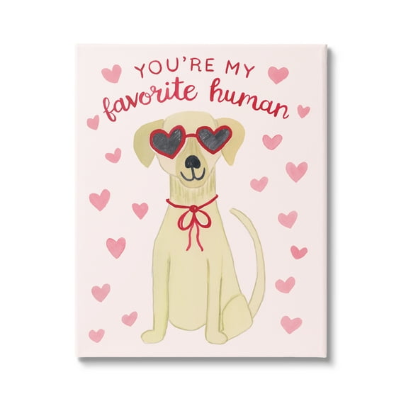 Stupell Industries Favorite Human Dog Pink Hearts Wearing Sunglasses , 30 x 40, Design by Heather Strianese
