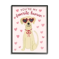 Stupell Industries Favorite Human Dog Pink Hearts Wearing Sunglasses Paintings Black Framed Art Print Wall Art, 16x20, by Heather Strianese