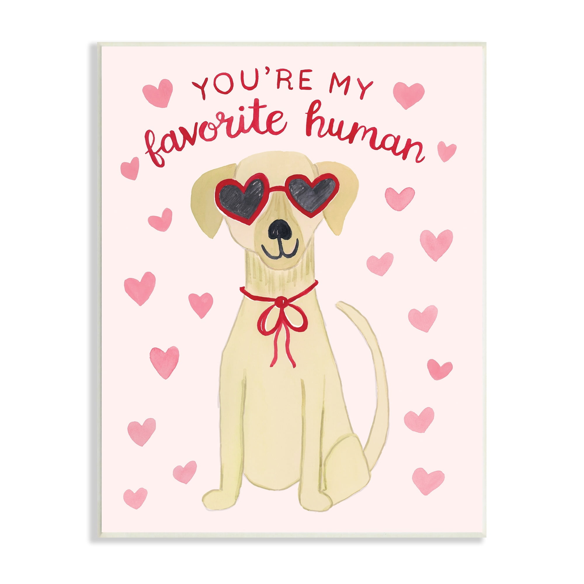 Stupell Industries Favorite Human Dog Pink Hearts Wearing Sunglasses Paintings Unframed Art Print Wall Art, 10x15, by Heather Strianese