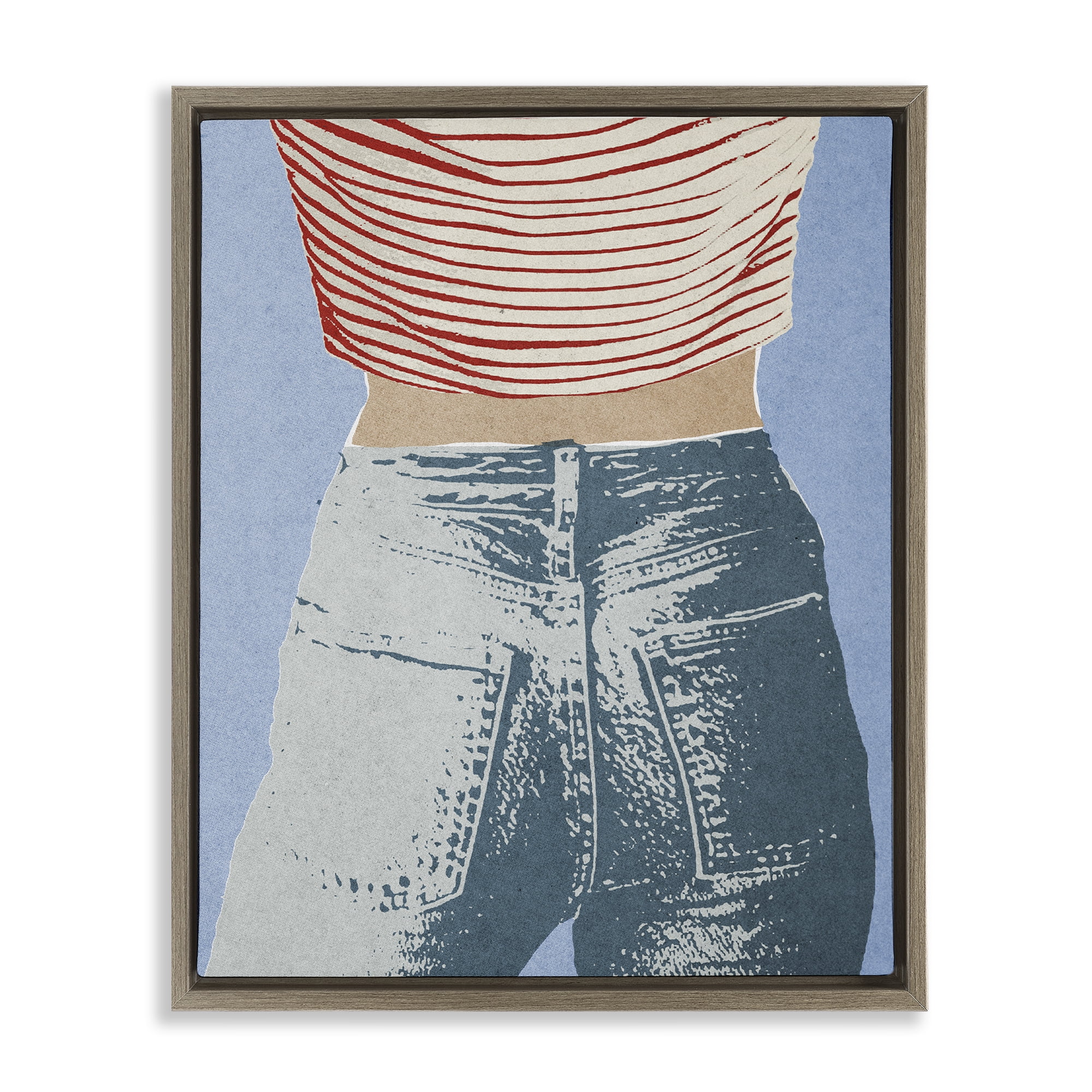 Stupell Industries Favorite Jeans Vintage Brown Framed Floater Canvas Wall Art, design by Victoria Barnes