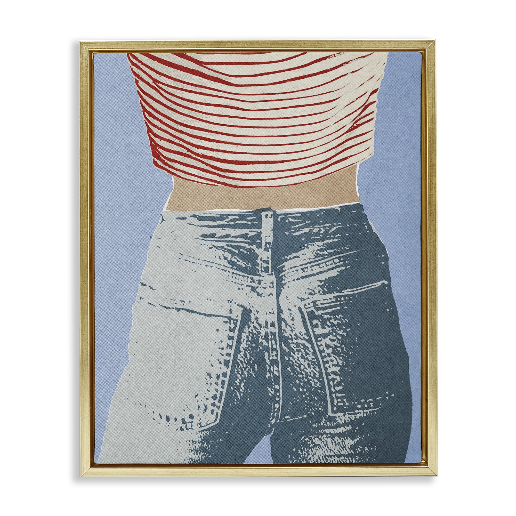 Stupell Industries Favorite Jeans Vintage Gold Framed Floater Canvas Wall Art, design by Victoria Barnes