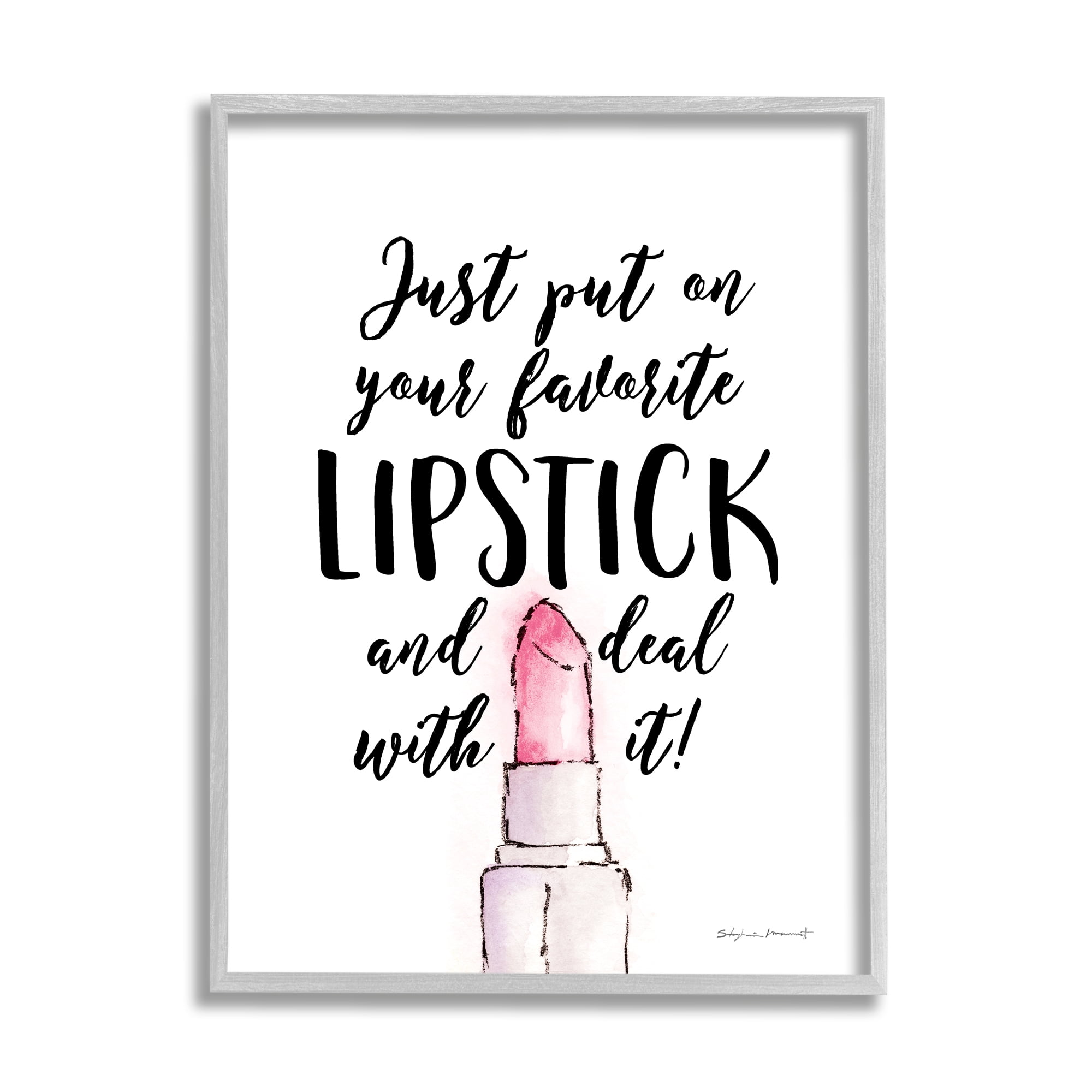 Stupell Industries Favorite Lipstick Deal With It Phrase Cosmetic Fashion, 16 x 20, Design by Stephanie Workman Marrott