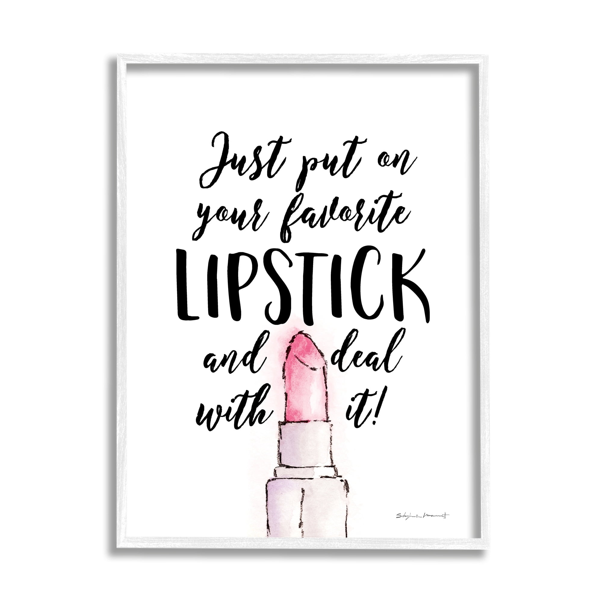 Stupell Industries Favorite Lipstick Deal With It Phrase Cosmetic Fashion, 16 x 20, Design by Stephanie Workman Marrott