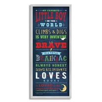 Stupell Industries Favorite Little Boy In The World Graphic Art Gray Framed Art Print Wall Art, 10x24, by Stephanie Workman Marrott