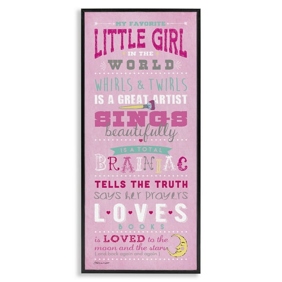 Stupell Industries Favorite Little Girl In The World Art for Kids Painting Black Framed Art Print Wall Art, 10 x 24