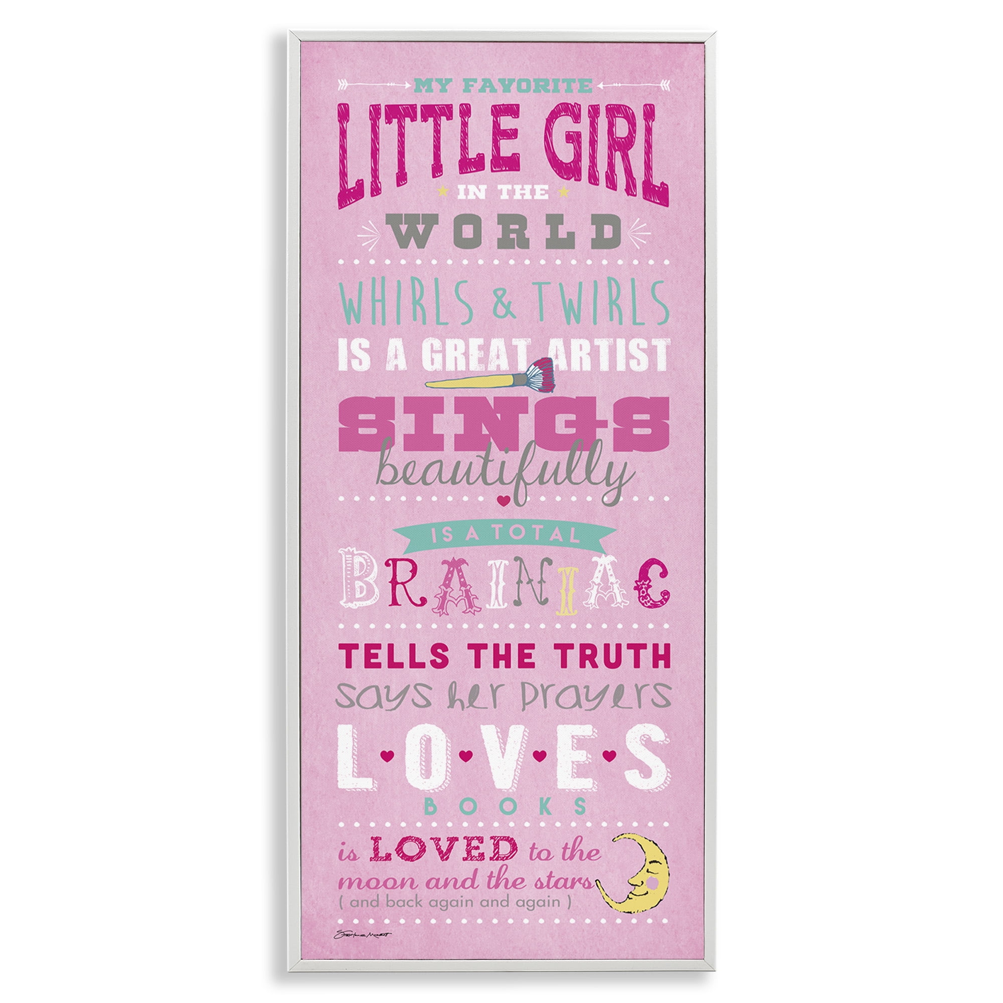 Stupell Industries Favorite Little Girl In The World Art for Kids Painting White Framed Art Print Wall Art, 13 x 30