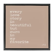 Stupell Industries Favorite Love Story Text & Numbers Painting Black Floater Framed Canvas Art Print Wall Art, 18 x 18