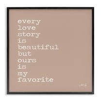 Stupell Industries Favorite Love Story Text & Numbers Painting Black Framed Art Print Wall Art, 12 x 12