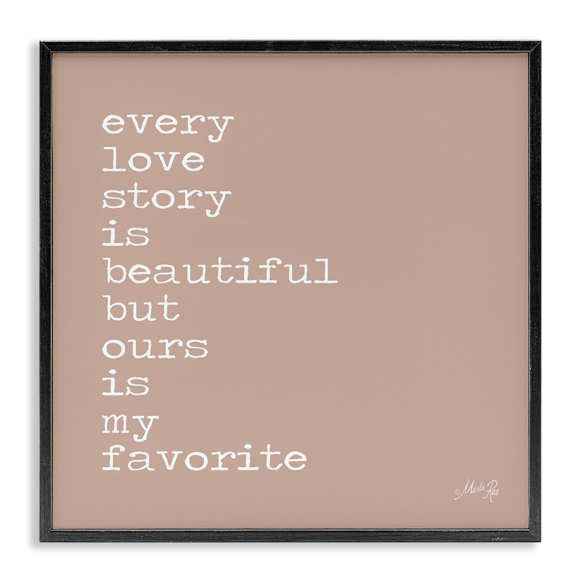 Stupell Industries Favorite Love Story Text & Numbers Painting Black Framed Art Print Wall Art, 17 x 17
