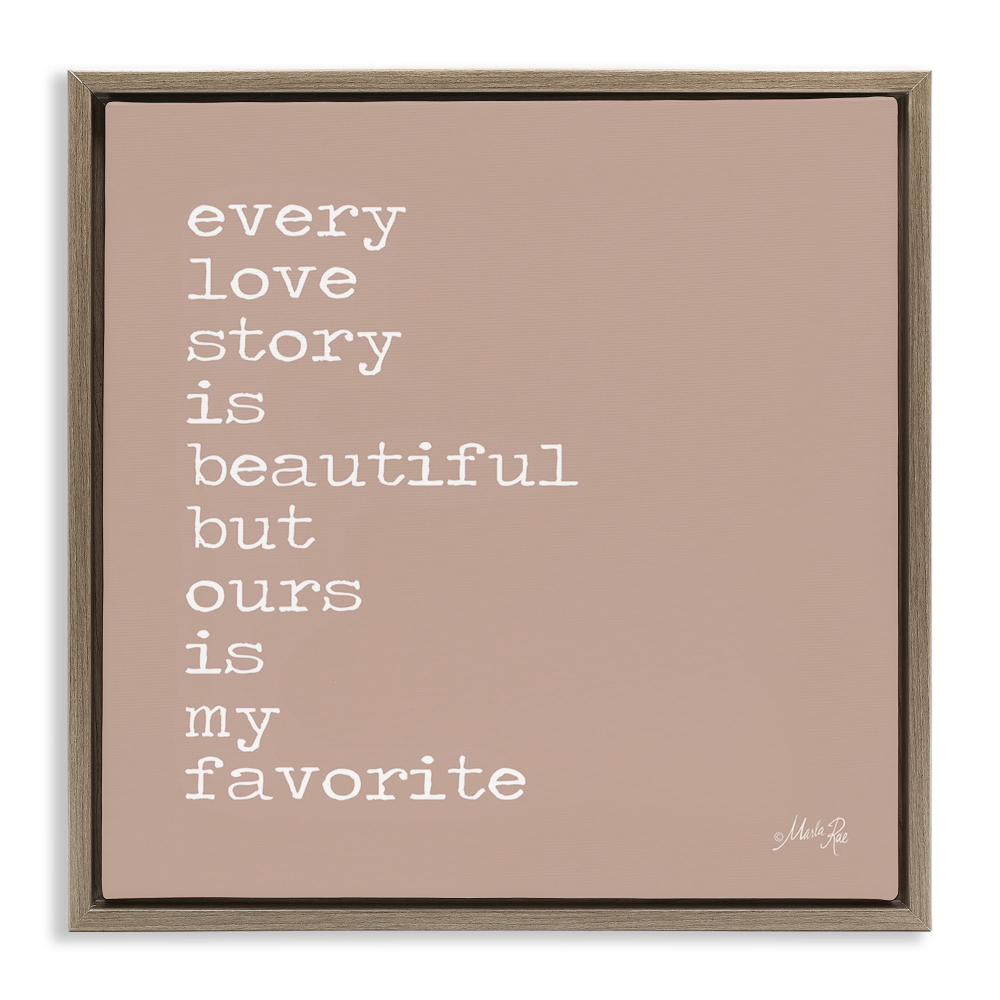Stupell Industries Favorite Love Story Text & Numbers Painting Brown Floater Framed Canvas Art Print Wall Art, 25 x 25