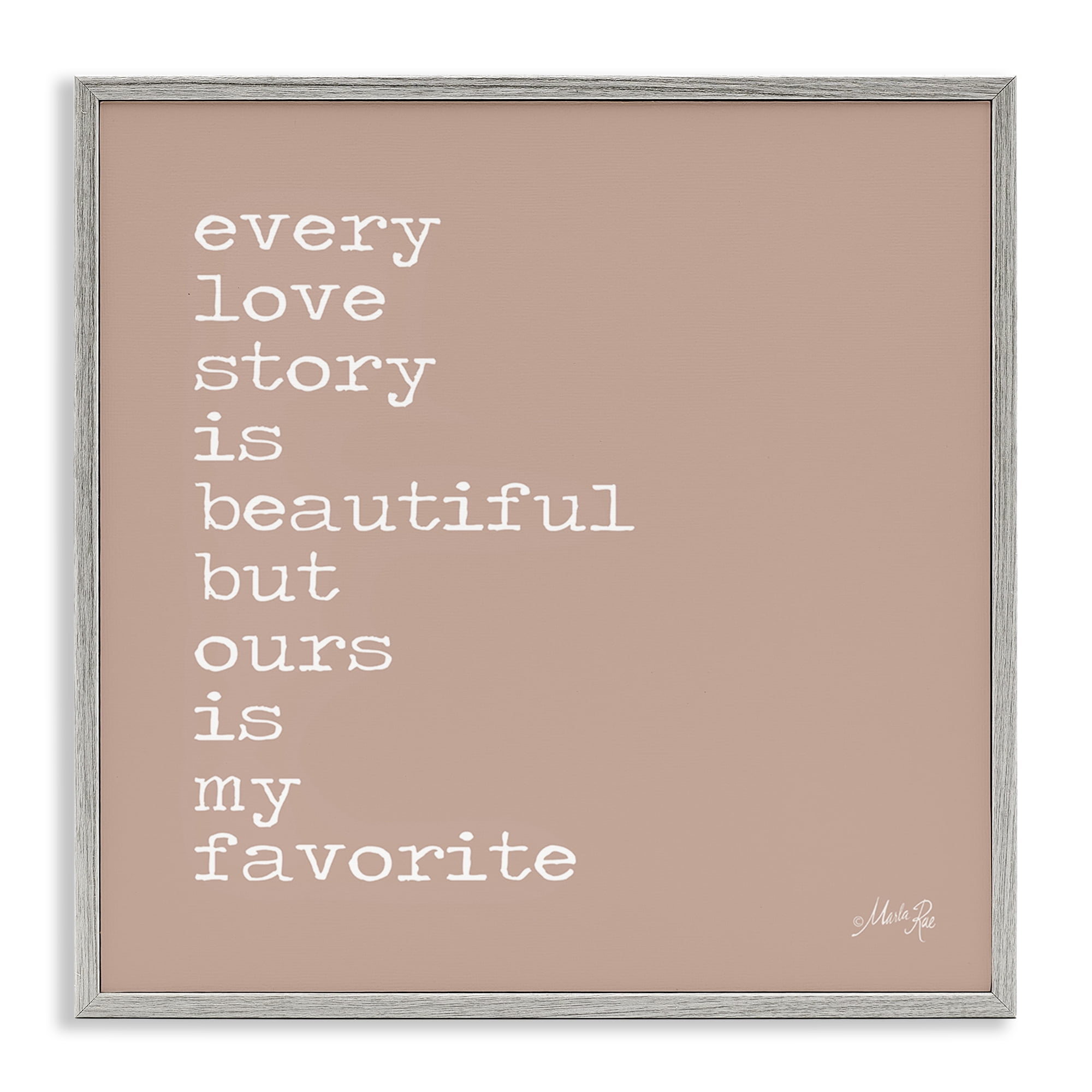 Stupell Industries Favorite Love Story Text & Numbers Painting Gray Framed Art Print Wall Art, 24 x 24