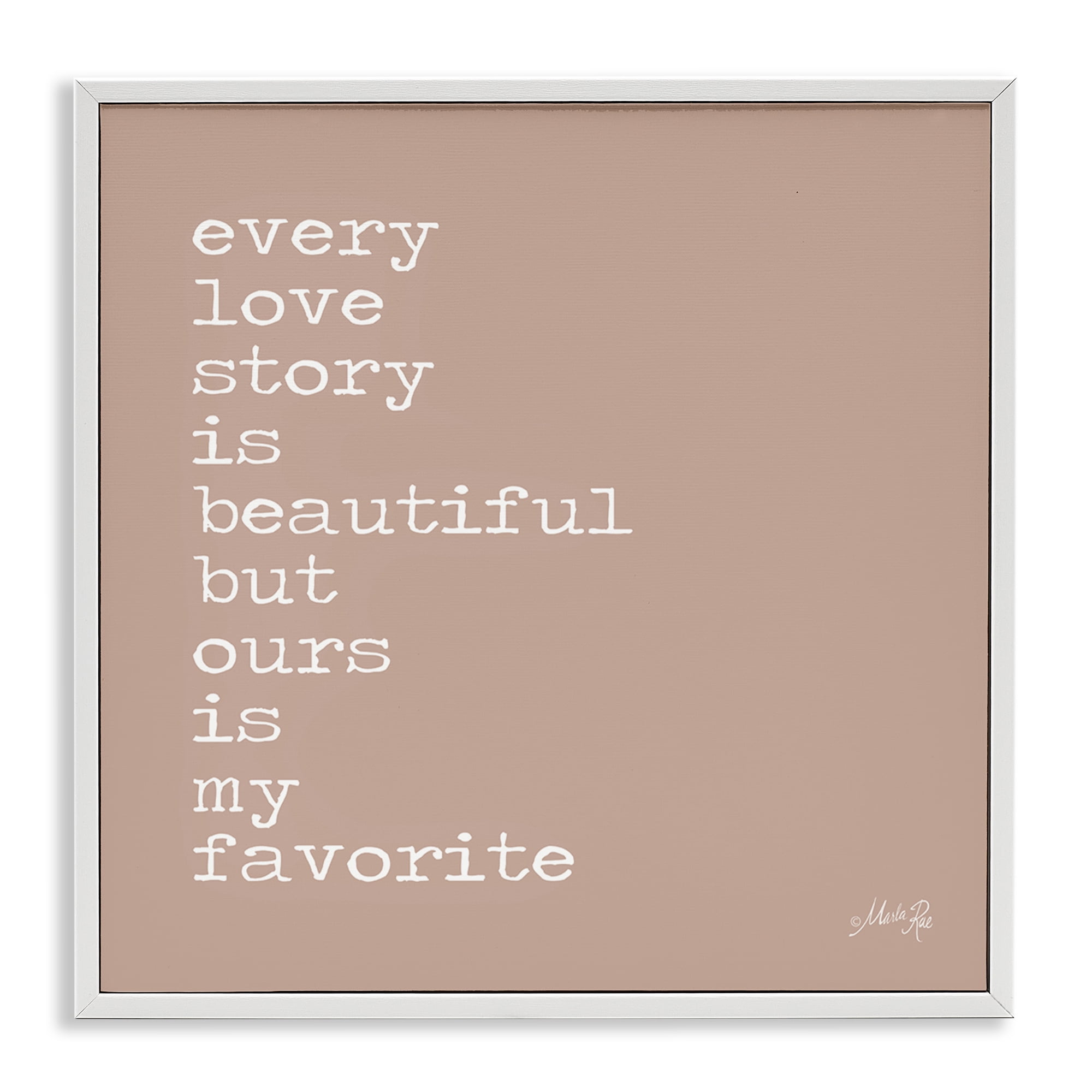 Stupell Industries Favorite Love Story Text & Numbers Painting White Framed Art Print Wall Art, 12 x 12