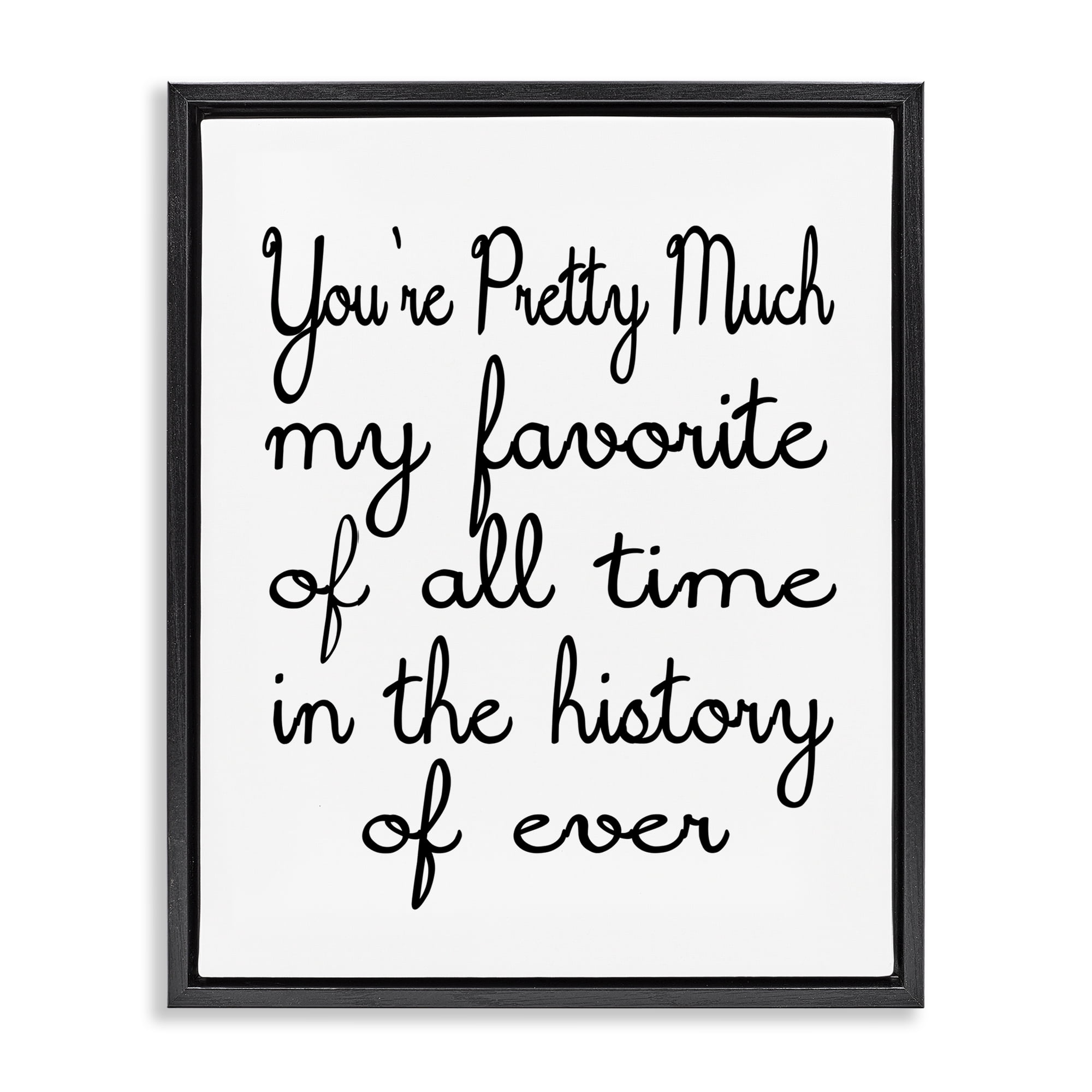 Stupell Industries Favorite Of All Time Text & Numbers Painting Black Floater Framed Canvas Art Print Wall Art, 17 x 21