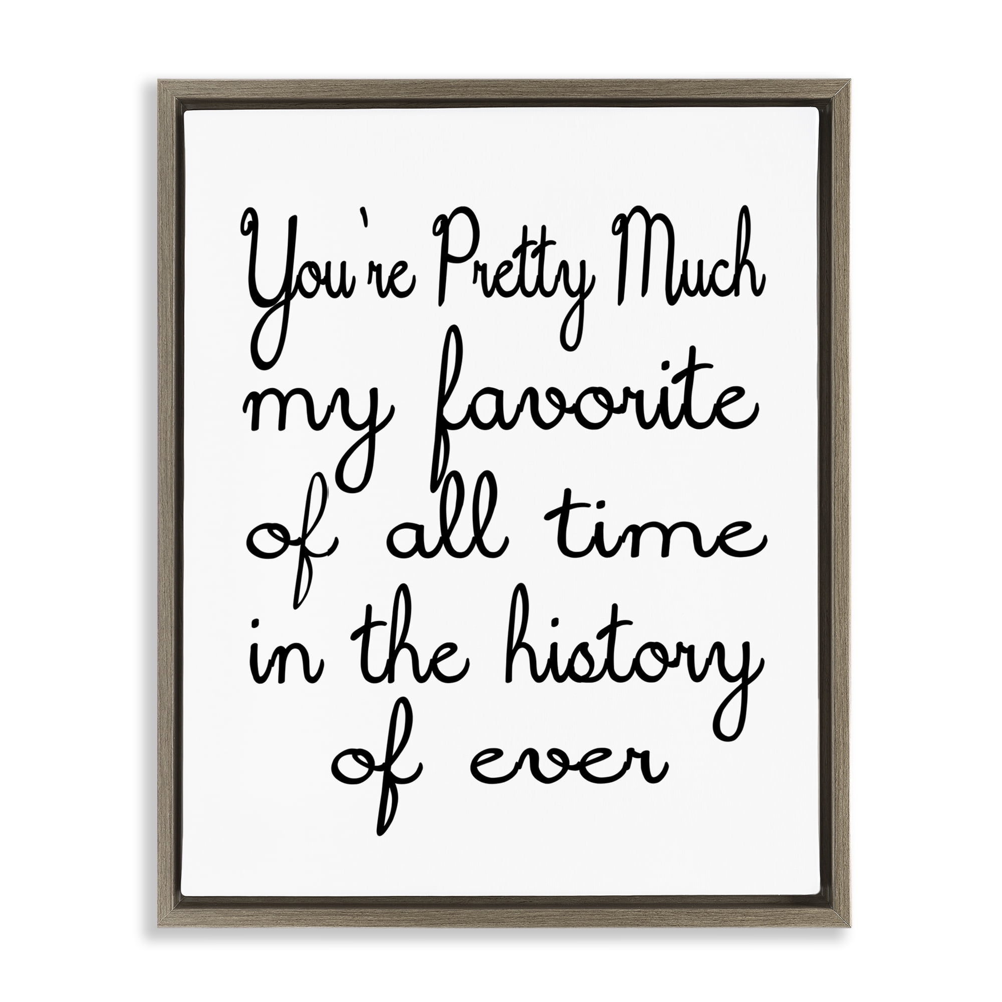Stupell Industries Favorite Of All Time Text & Numbers Painting Brown Floater Framed Canvas Art Print Wall Art, 25 x 31