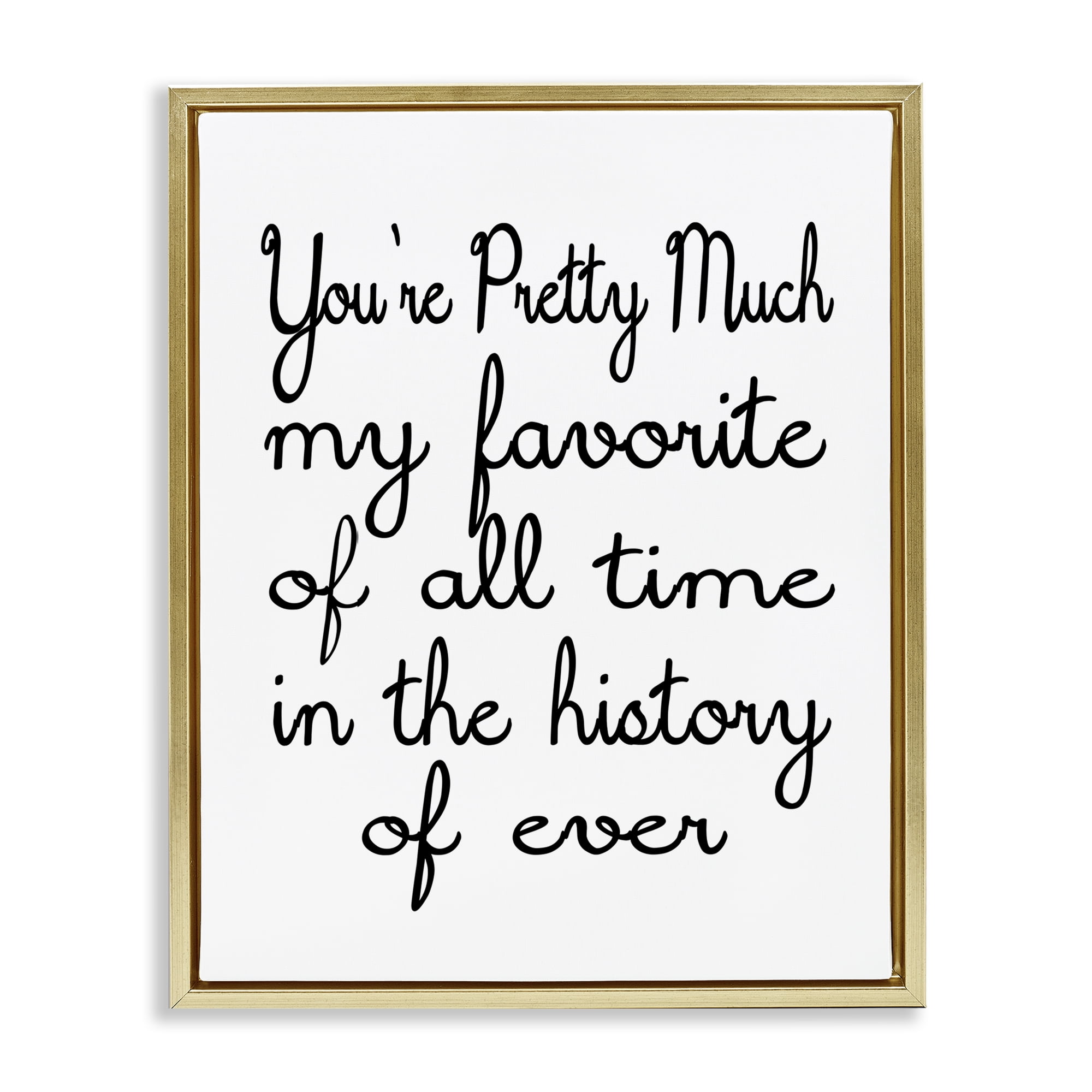 Stupell Industries Favorite Of All Time Text & Numbers Painting Gold Floater Framed Canvas Art Print Wall Art, 17 x 21