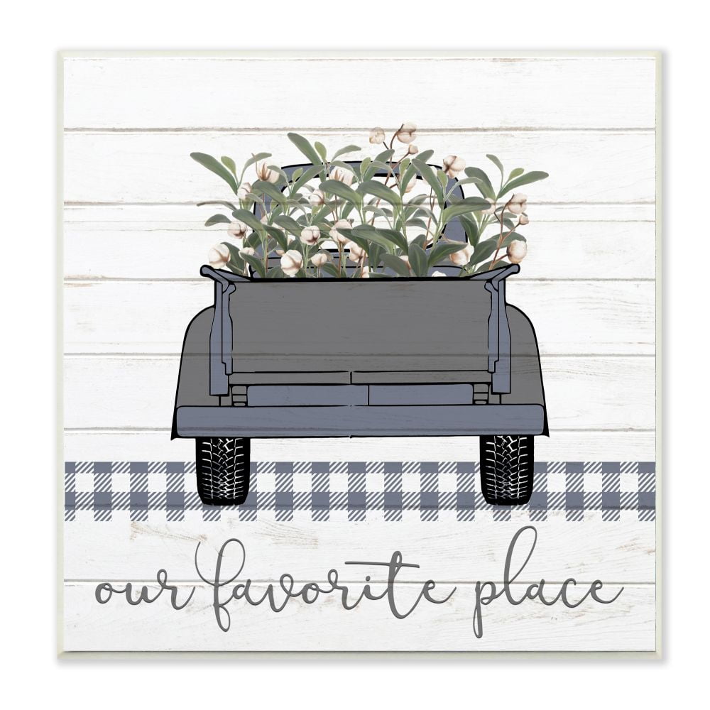 Stupell Industries Favorite Place Truck Wood Texture Blue Word Design Wall Plaque Art by Kimberly Allen